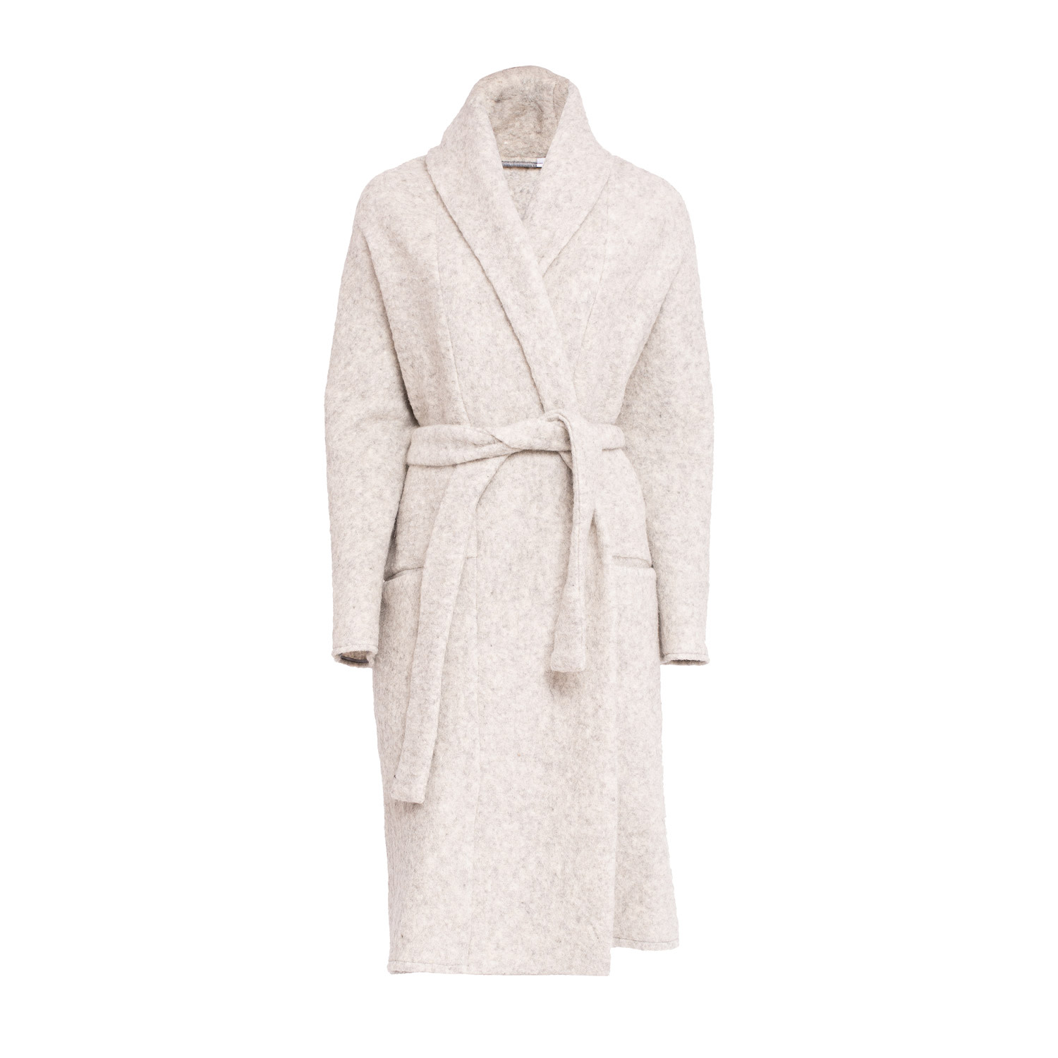 Women’s Neutrals Long Coat In Greige Wool Extra Small Bianca Popp