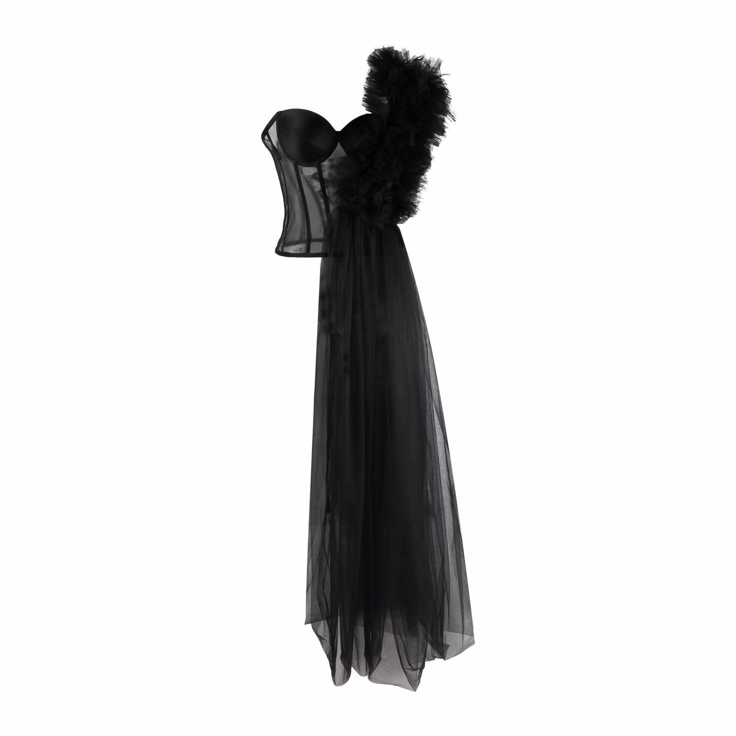 Lia Aram Women's Black Deconstructed Ruffled Corset In Black