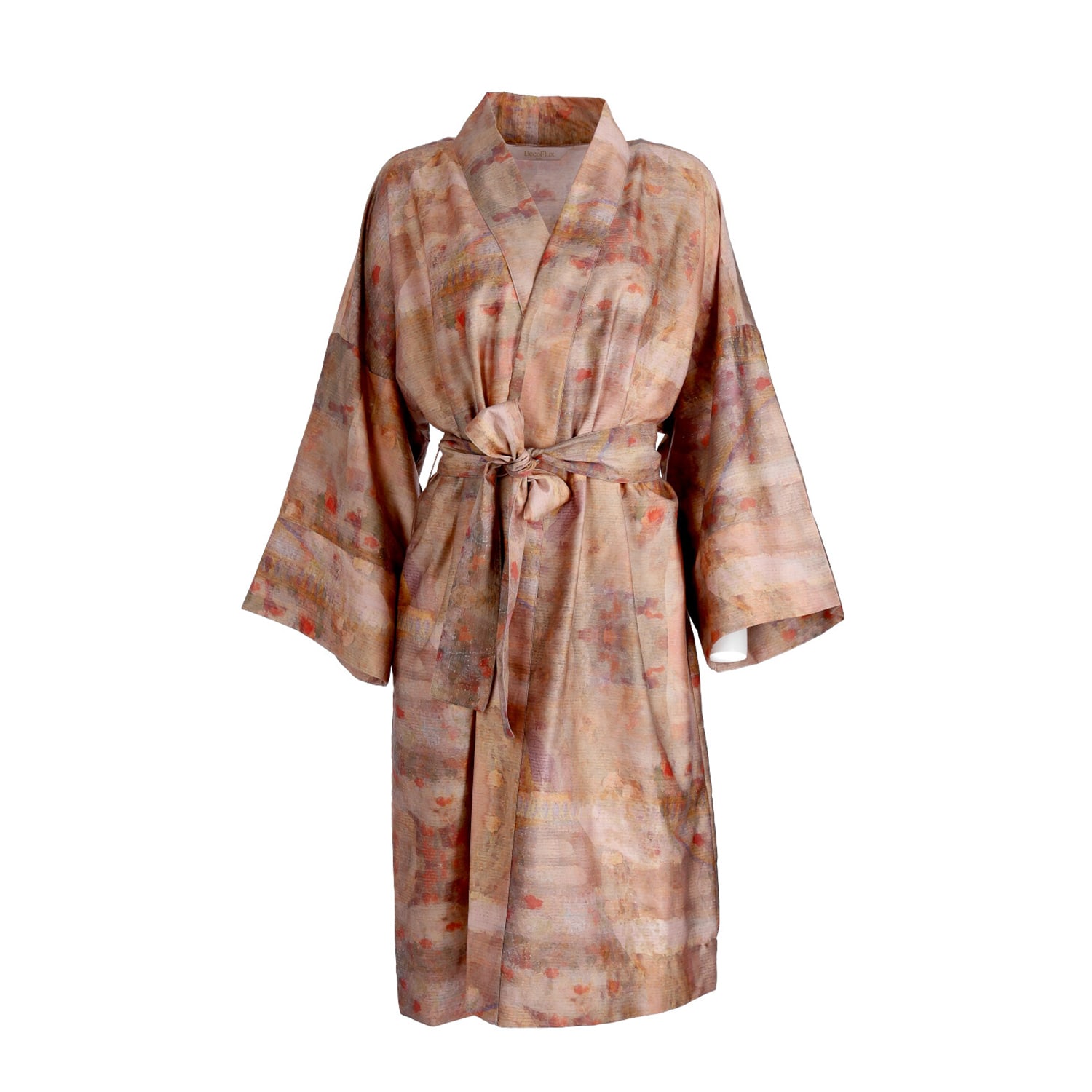 Decoflux Home Women's Neutrals Kimono Reflection - Cotton Dressing Gown & Matching Cotton Bag