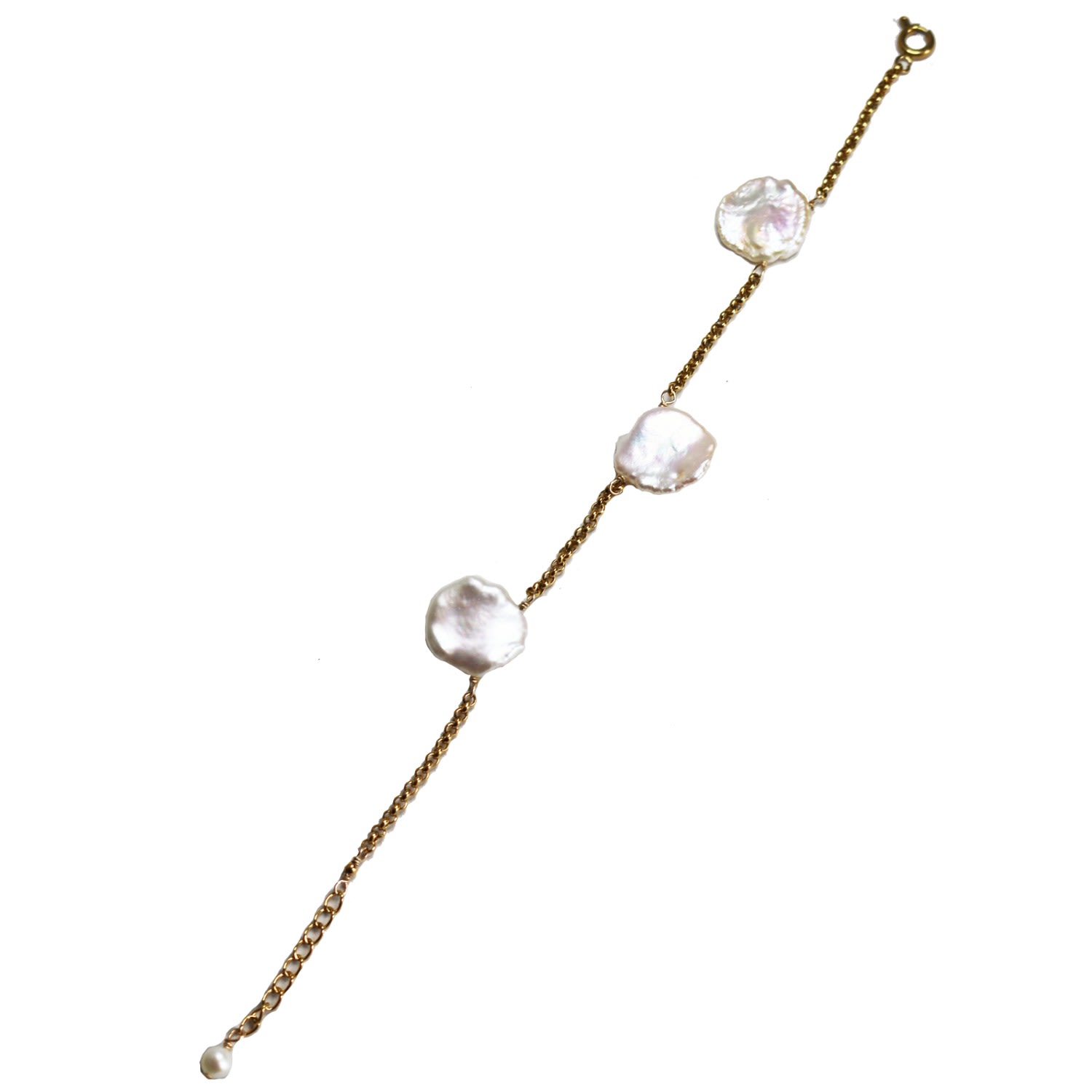 Marquise Swim Women's Gold / White Bracelet - Louis White Keshi Pearl & Gold