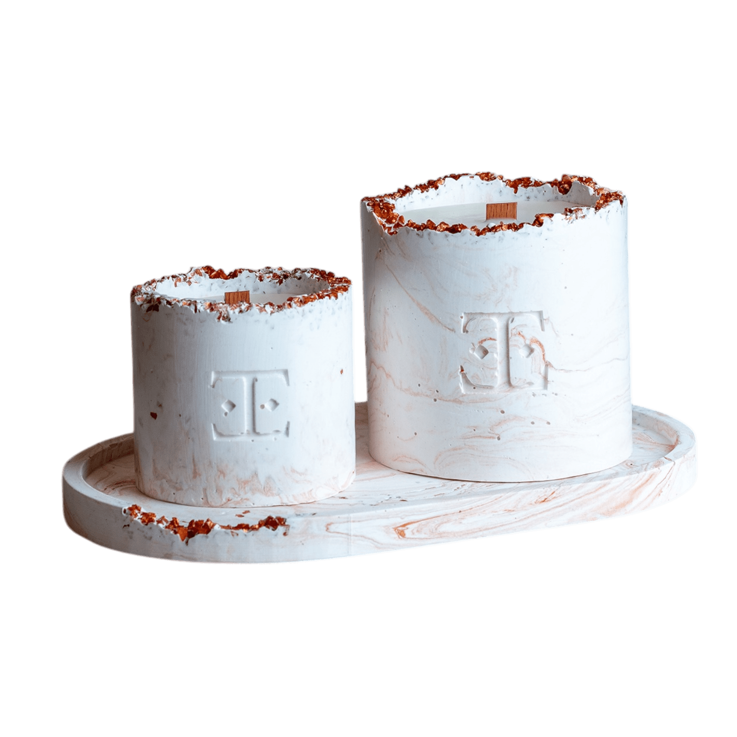 Esti Living Rose Gold Antique Gold Crystal Candle Set