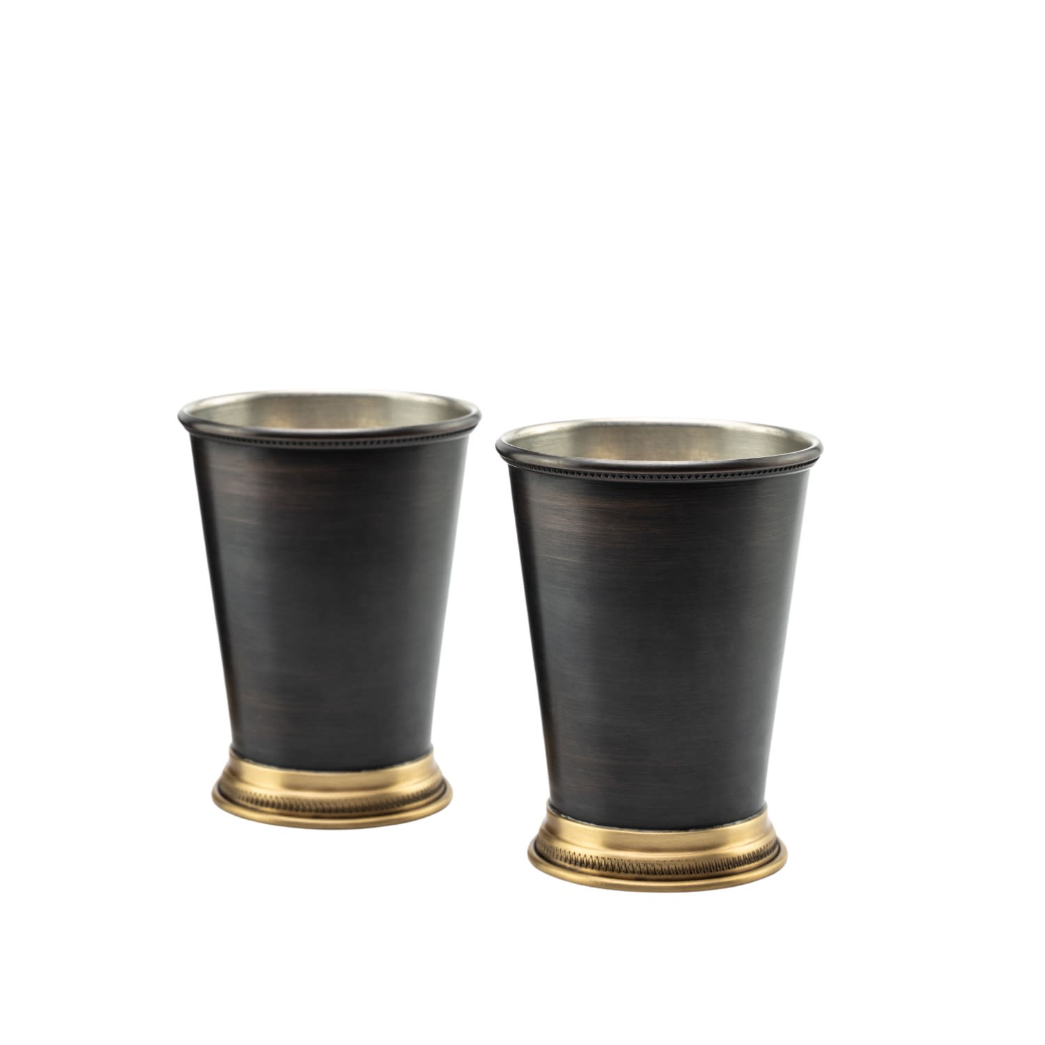 Anatoliacraft Black Dark Copper Cup With Golden Detailing, Set Of Two