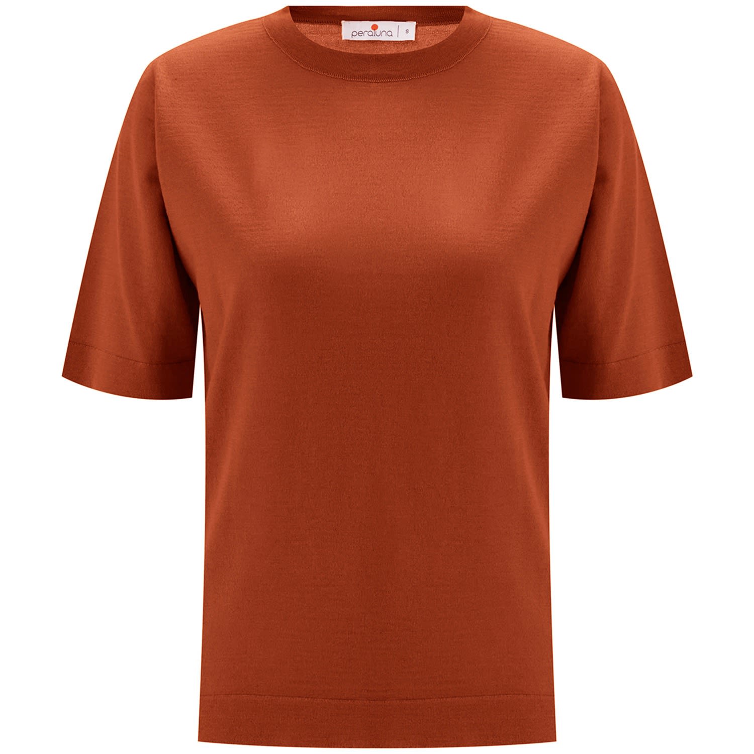 Women’s Yellow / Orange Trine O-Neck Fine Knit Merino Wool T-Shirt - Brick Orange Medium Peraluna