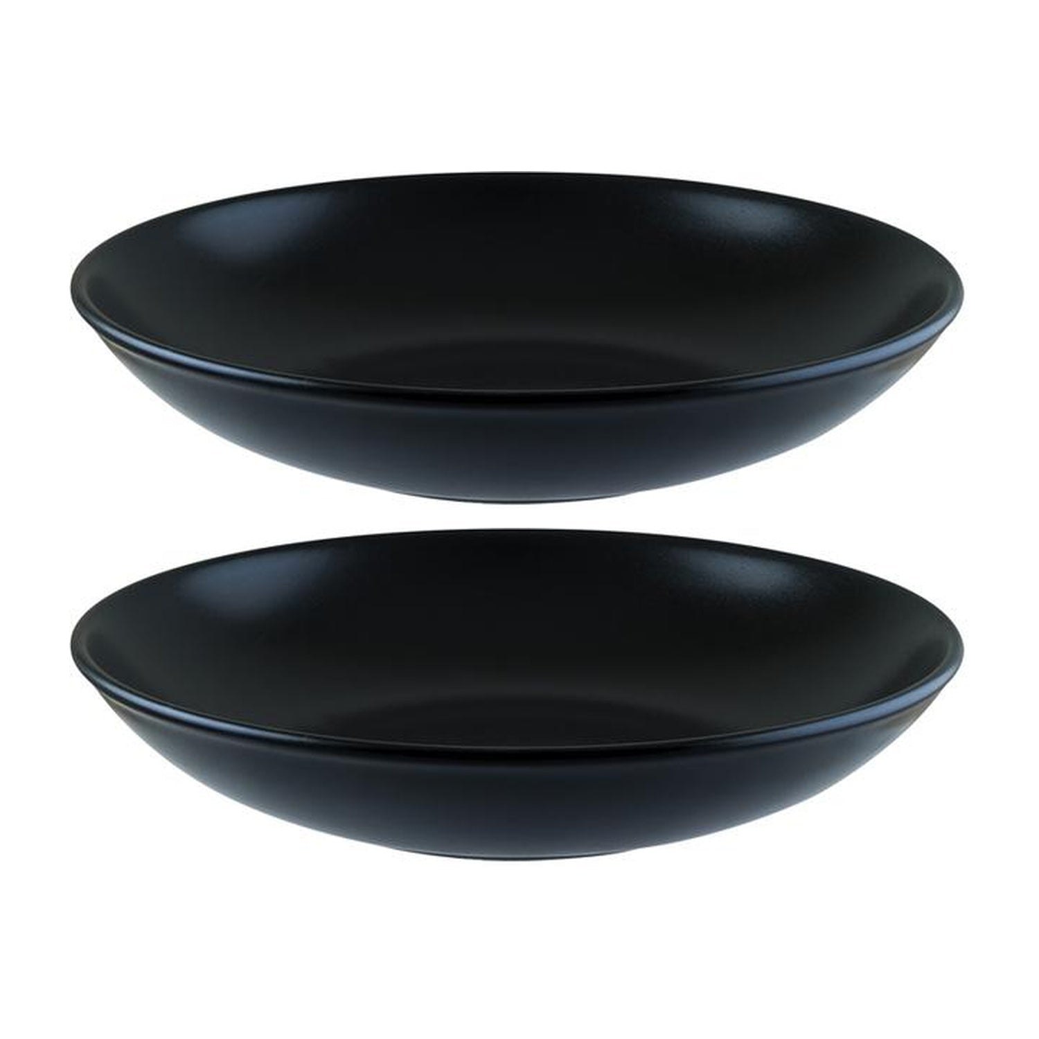 Turgla Home Notte Round Black Porcelain Entree Salad, Pasta Bowl, Set Of Two