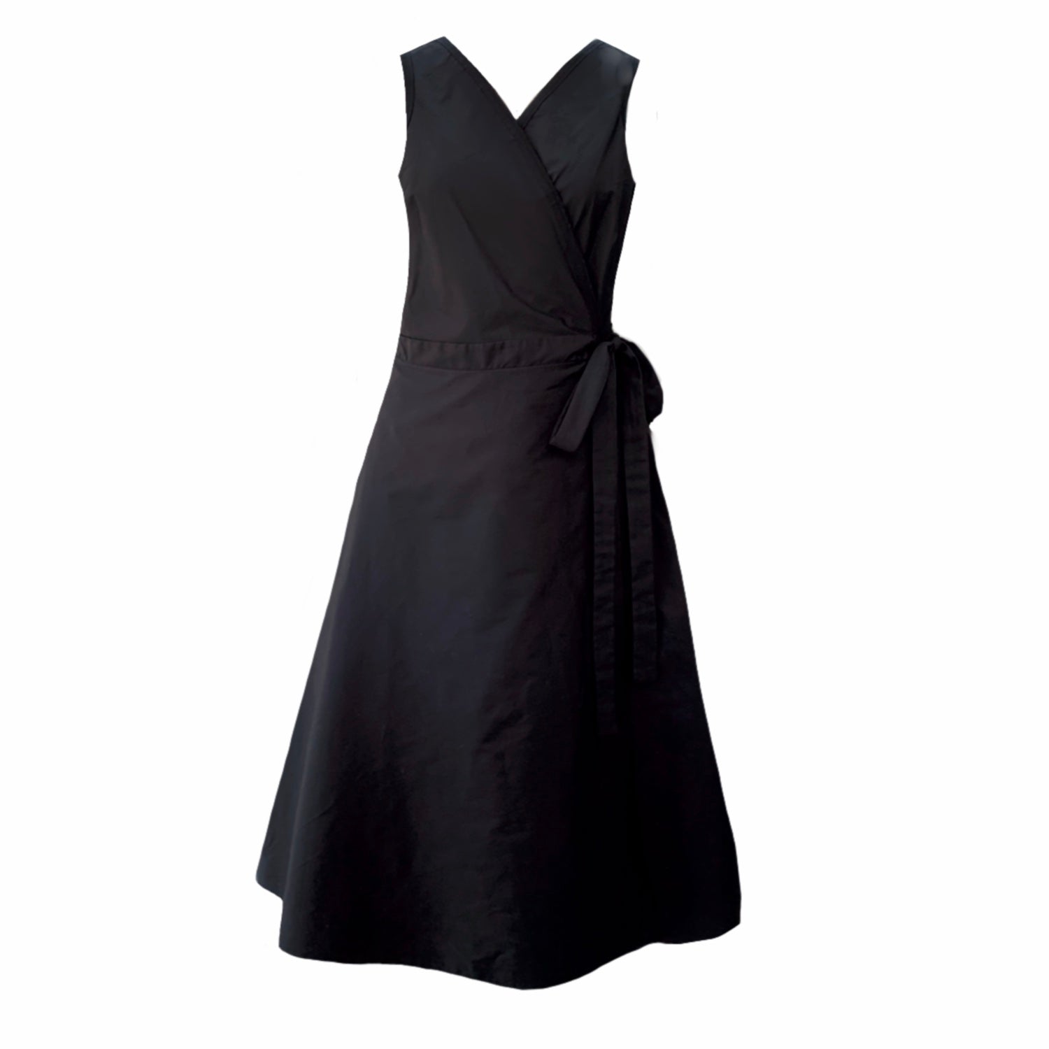 Women’s Briar Sleeveless Wrap Midi Dress In Black Large Frock Tales