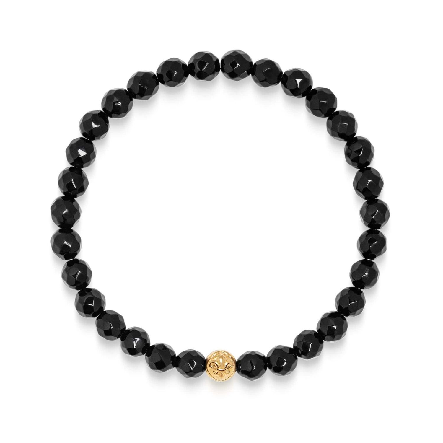 Nialaya Black / Gold Men's Wristband With Agate And Gold In Multi
