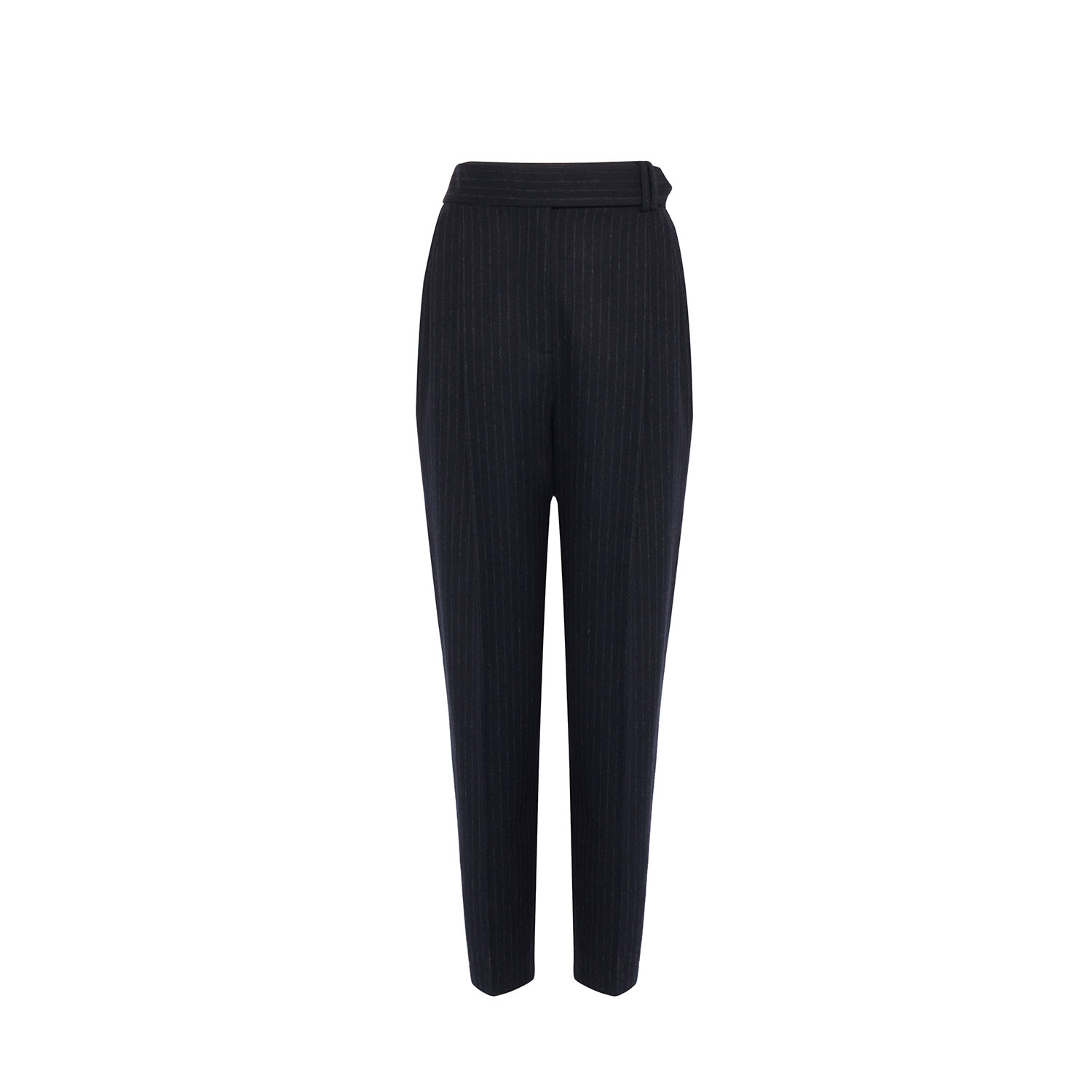 Women’s High-Waisted Striped Cashmere Dark Blue Trousers Small Rue Les Createurs