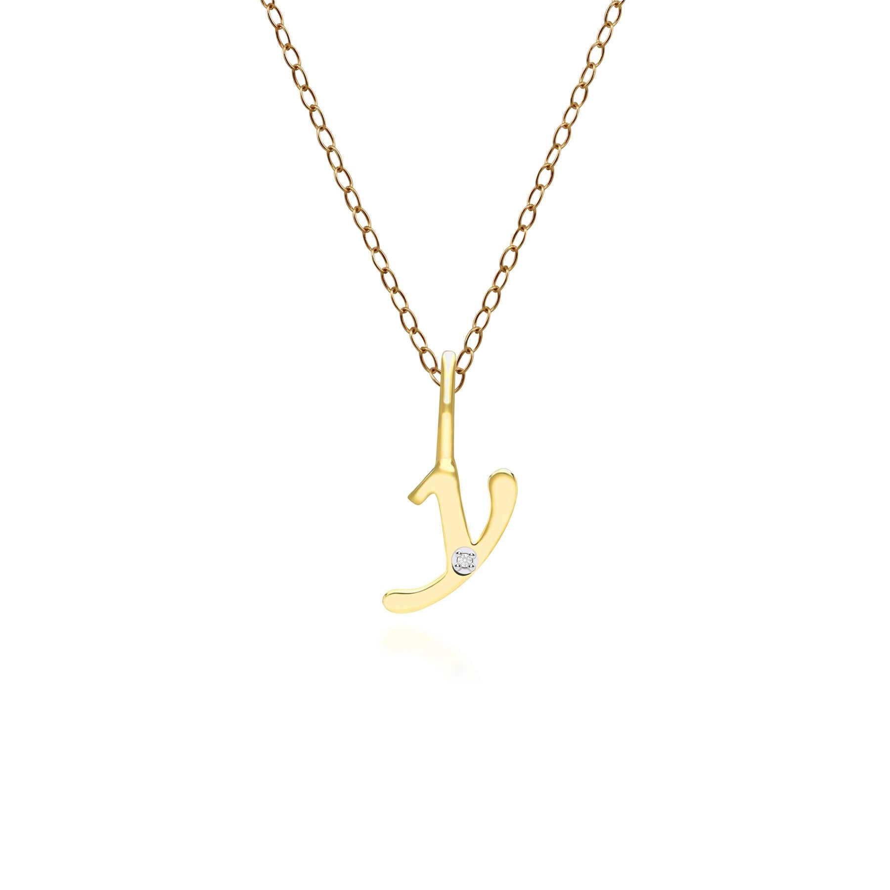 Women’s Alphabet Letter Y Diamond Pendant In Yellow Gold Gemondo