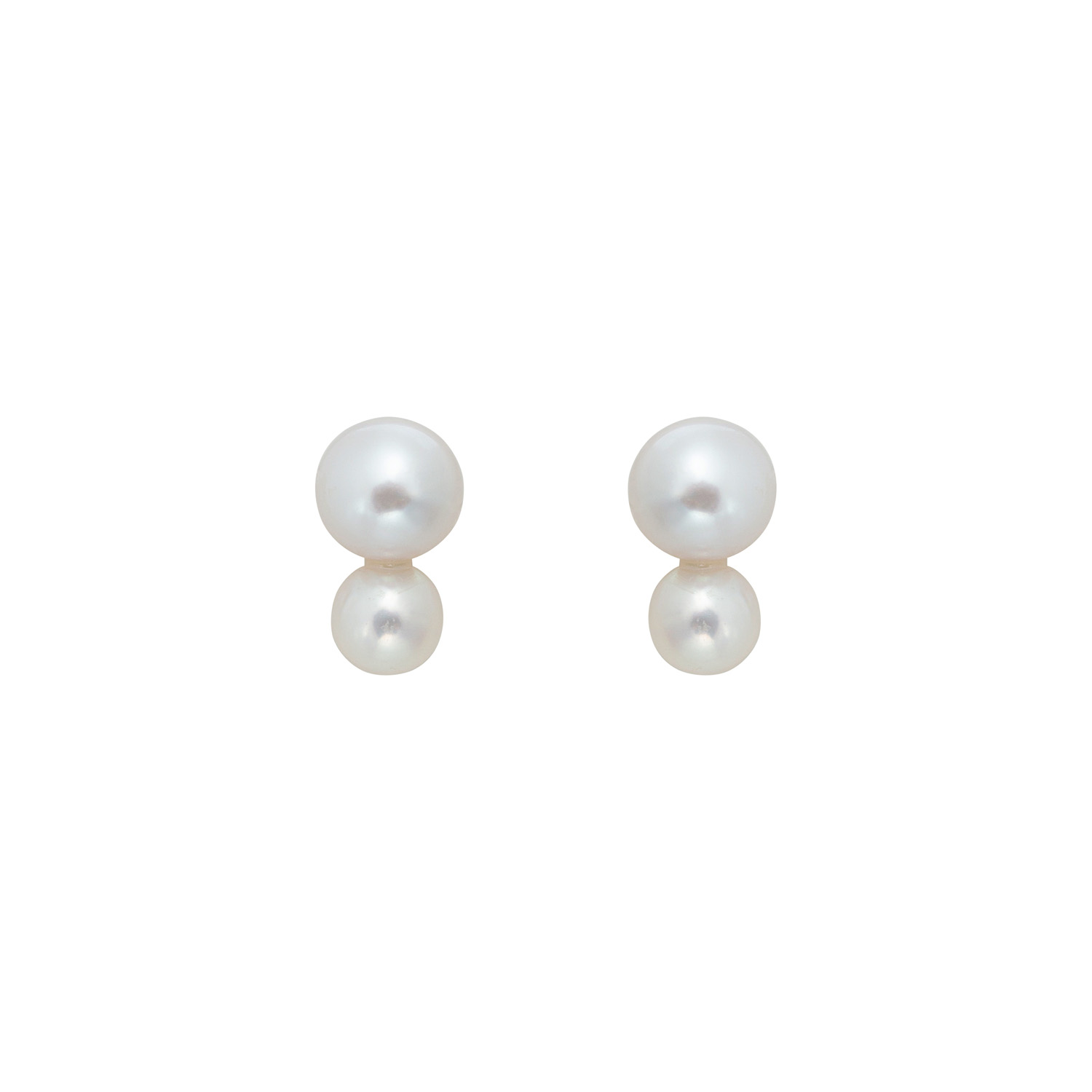 Ora Pearls Women's Gold / White Plua Pearl Studs In Multi