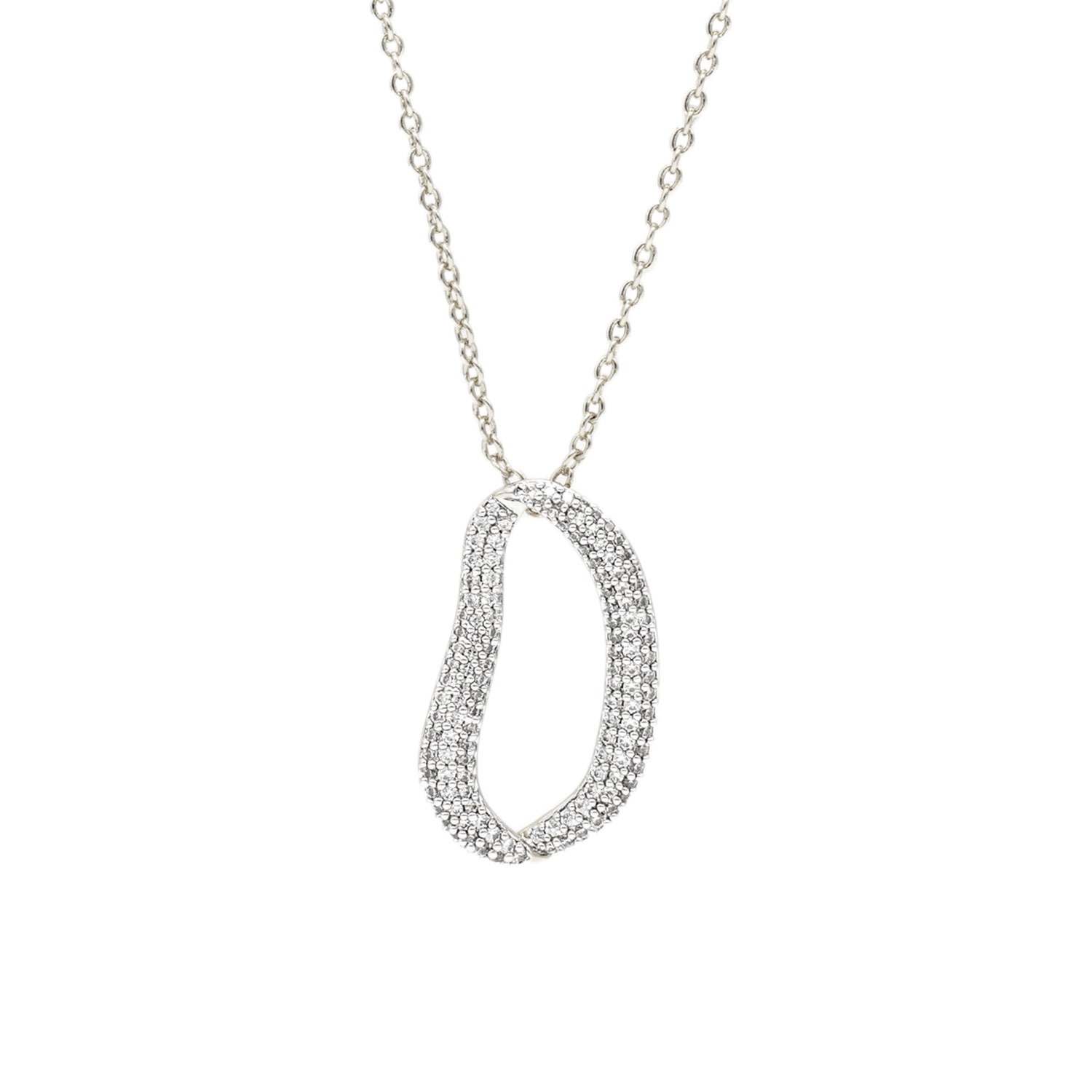 Women’s Infinity Silver Pav Diamond Irregular Hoop Pendant Necklace Classicharms