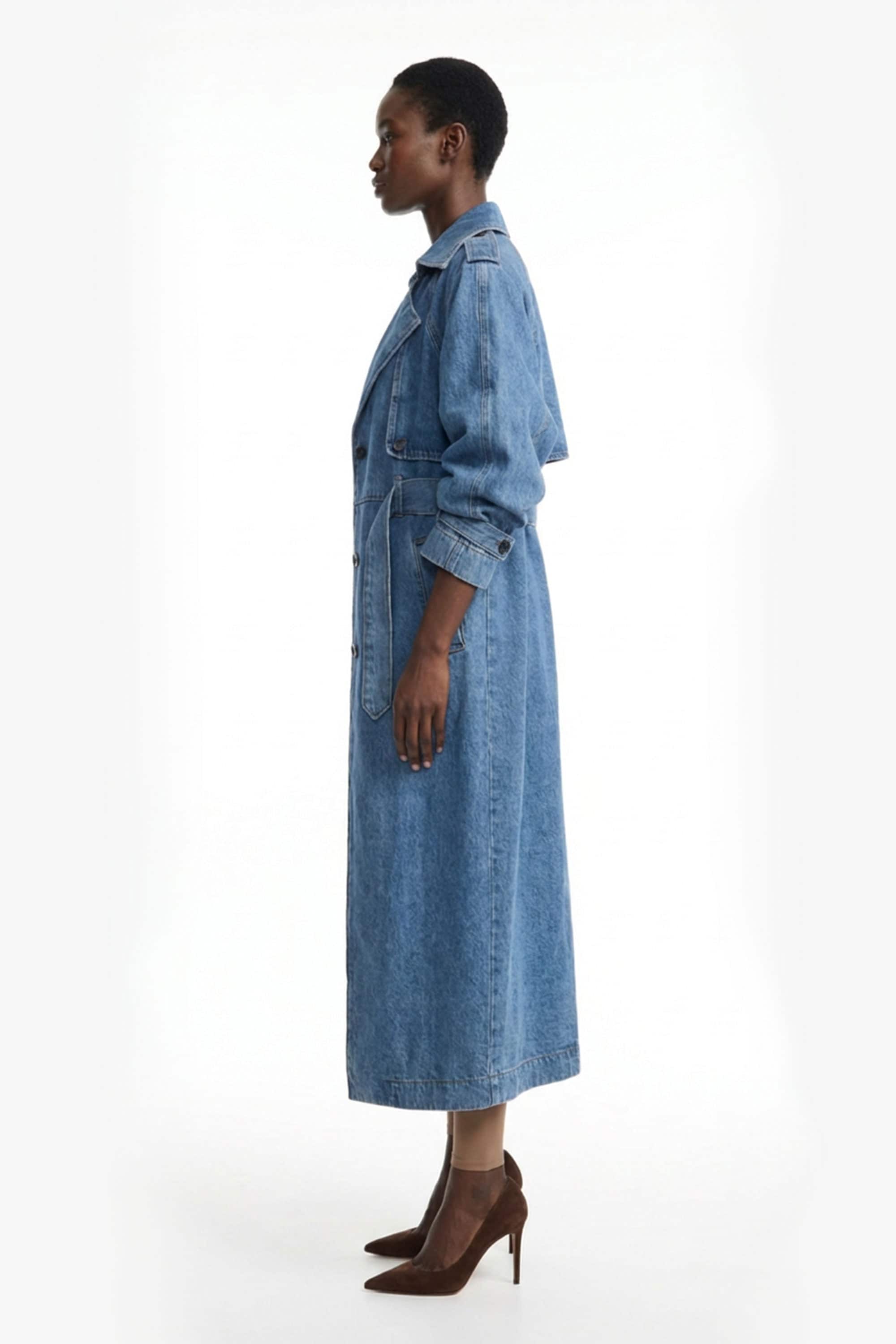 Oversized Denim Trench Coat - Classic Washed | GOC DENIM | Wolf