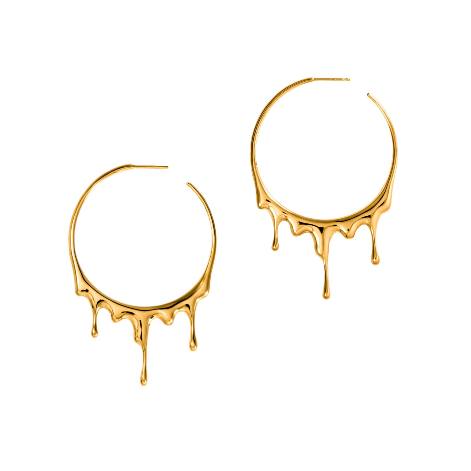 Women’s Dripping Circular L Gold Vermeil Hoop Earrings Marie June Jewelry