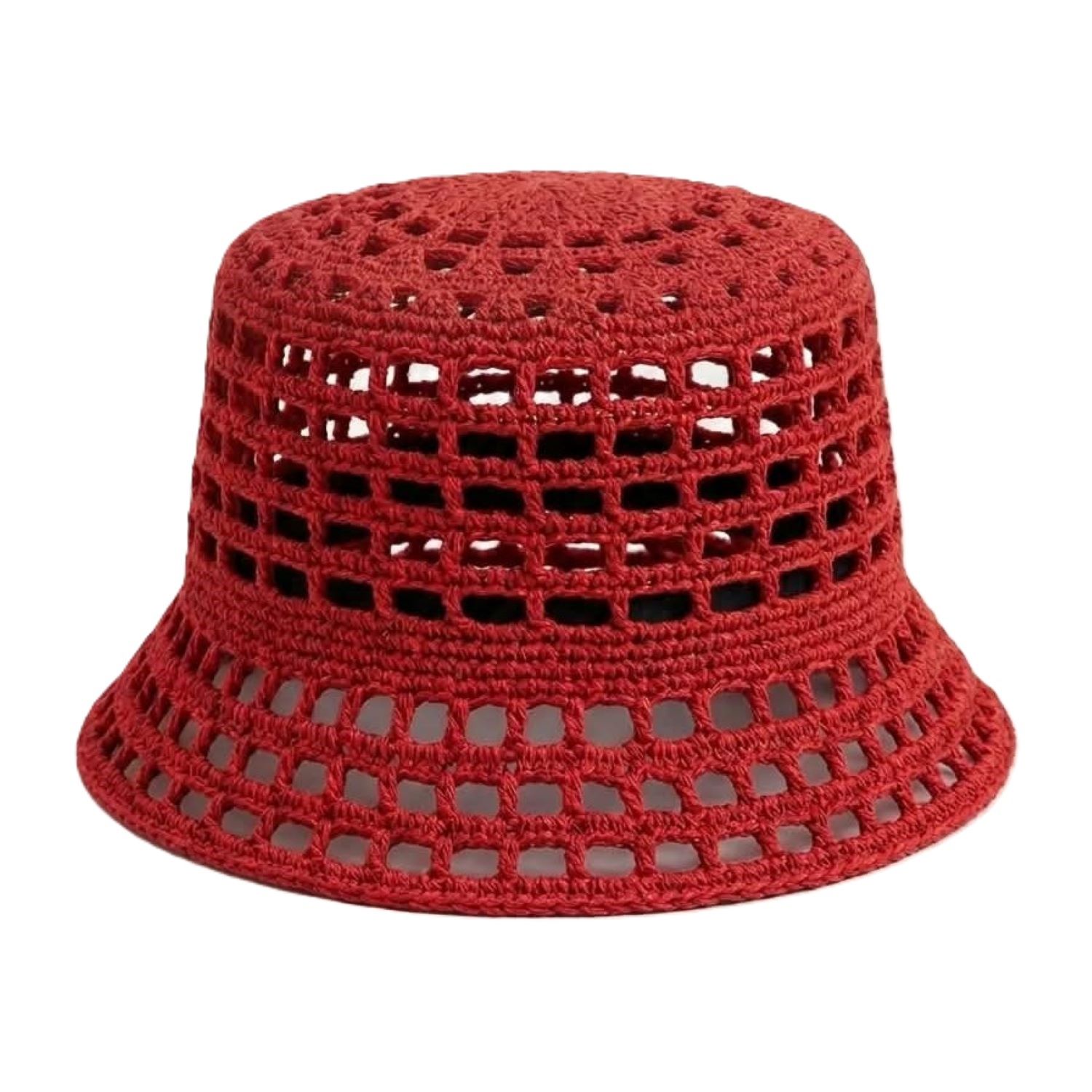 Handmade Red Crochet Women's Bucket Hat | Springmoonatelier