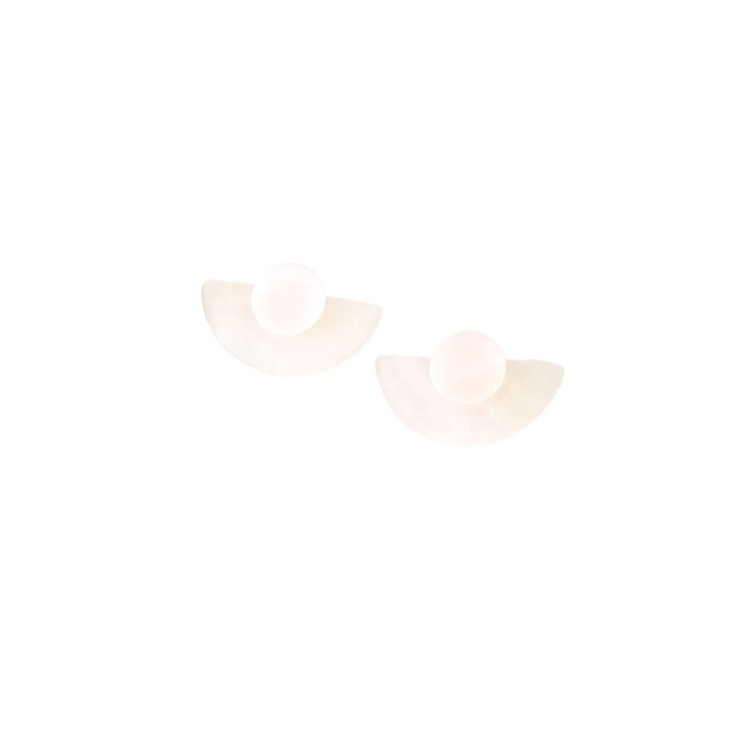 Likha Women's Pearl White Circle And Halfmoon Geometric Studs - Mother Of Pearl Earrings