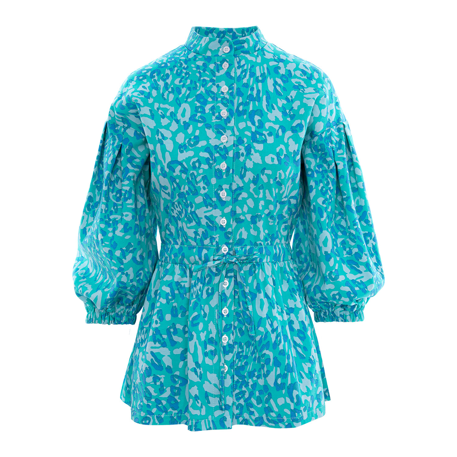Concept A Trois Women's Blue Turquoise Tunic Blouse - Abstract Print In Blue