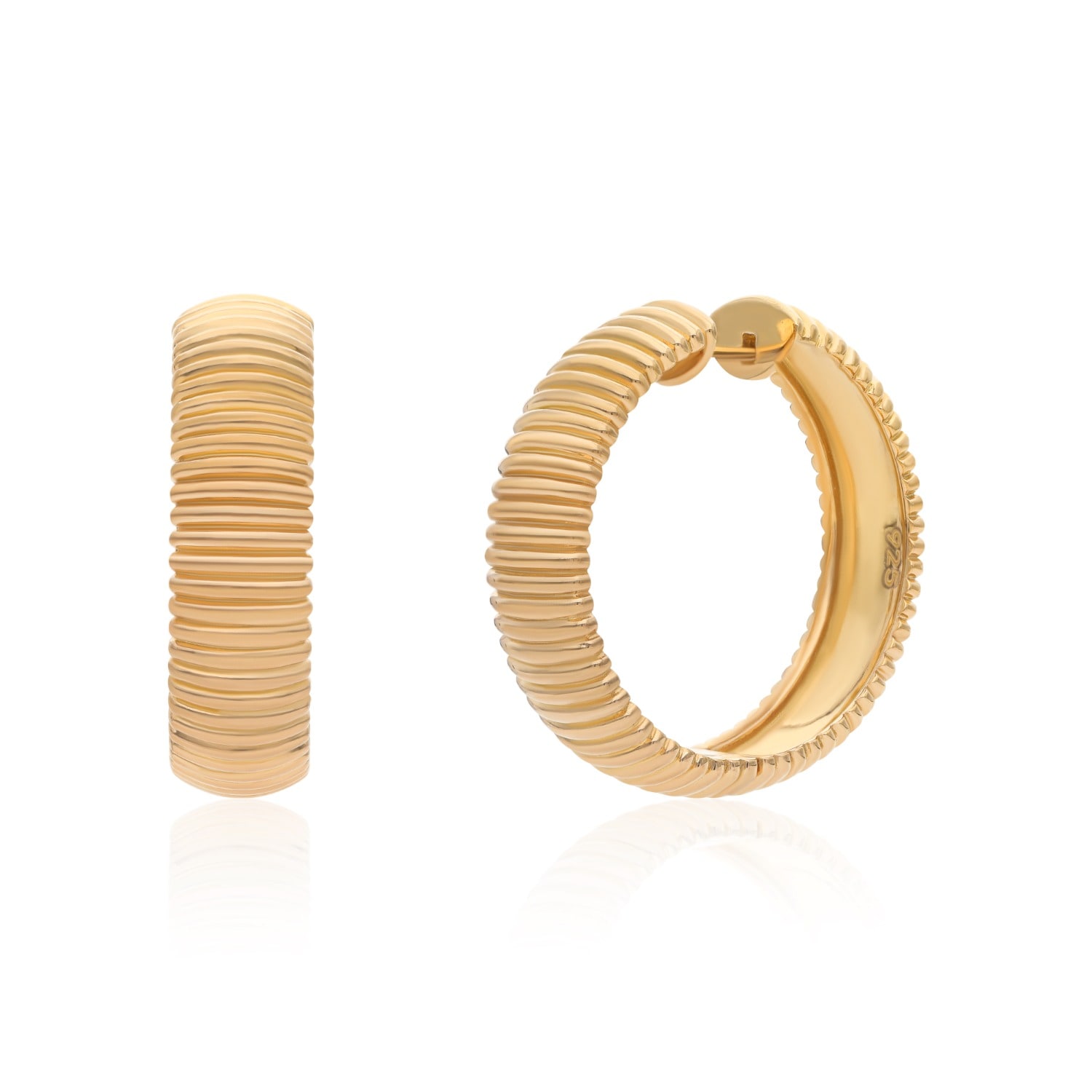 Women's Gold Ridged Dome Vermeil Hoops | Preeti Sandhu