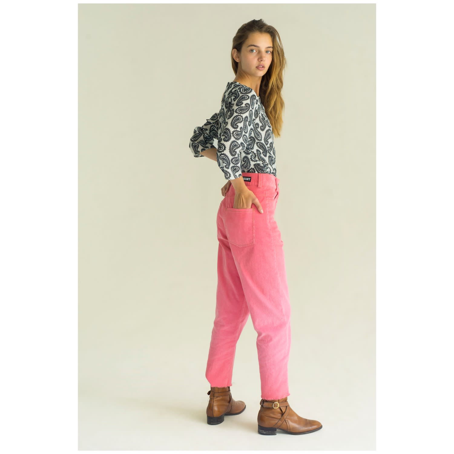 pink corduroy trousers