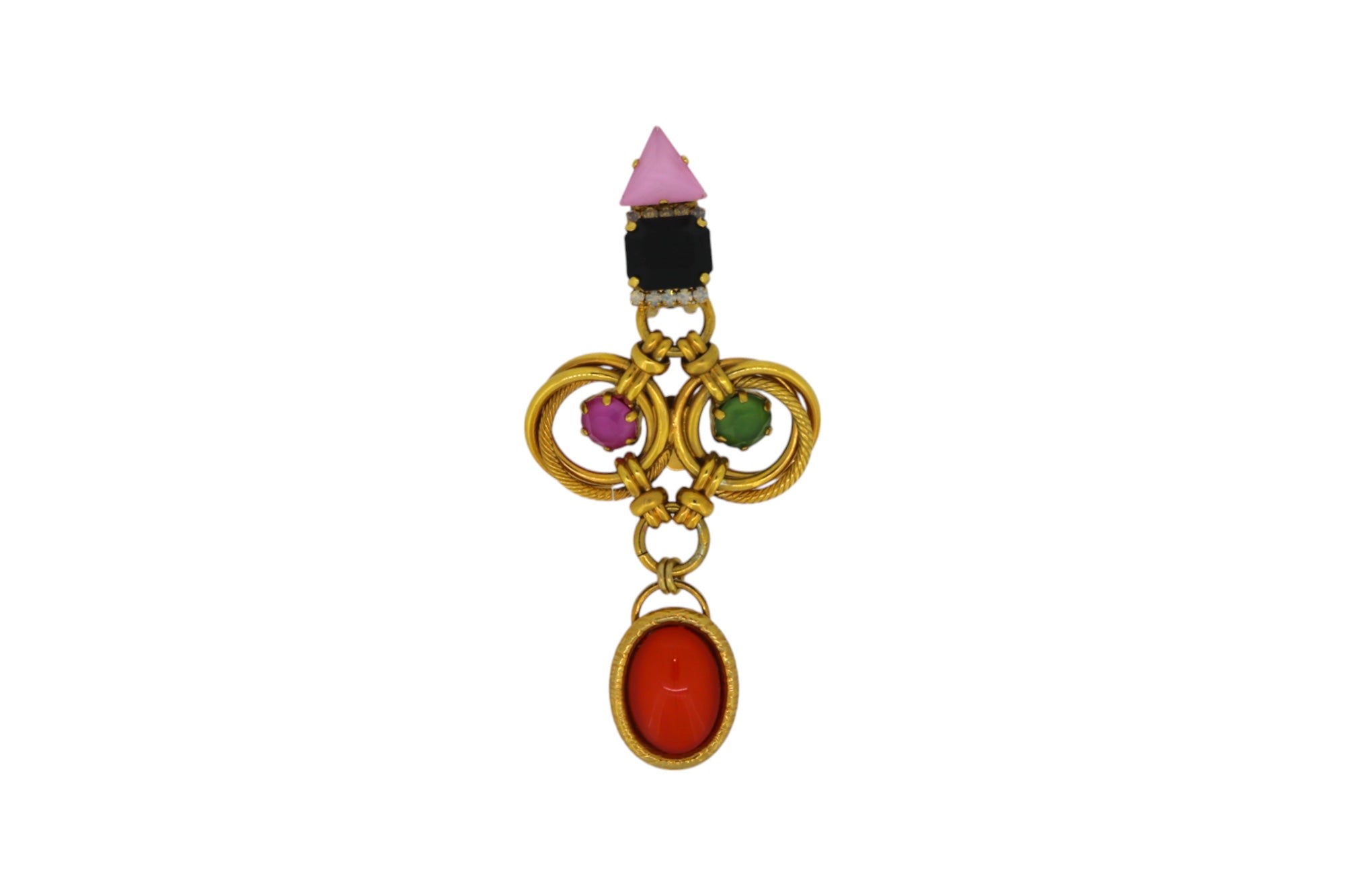 Vickisarge Women's Multi-coloured Double Gold Knot Single Earring - Clip