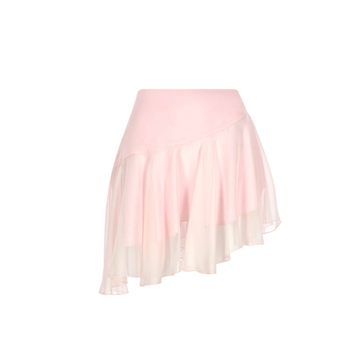 Fickle Hearts Women's Lotus Powder Pink Ruffled Asymmetric Mini Skirt