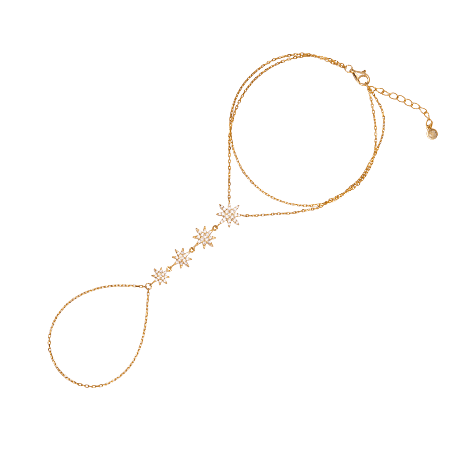 Spero London Women's Stars Of Universe Sterling Silver Gold Plated Hand Chain Ring In Gold