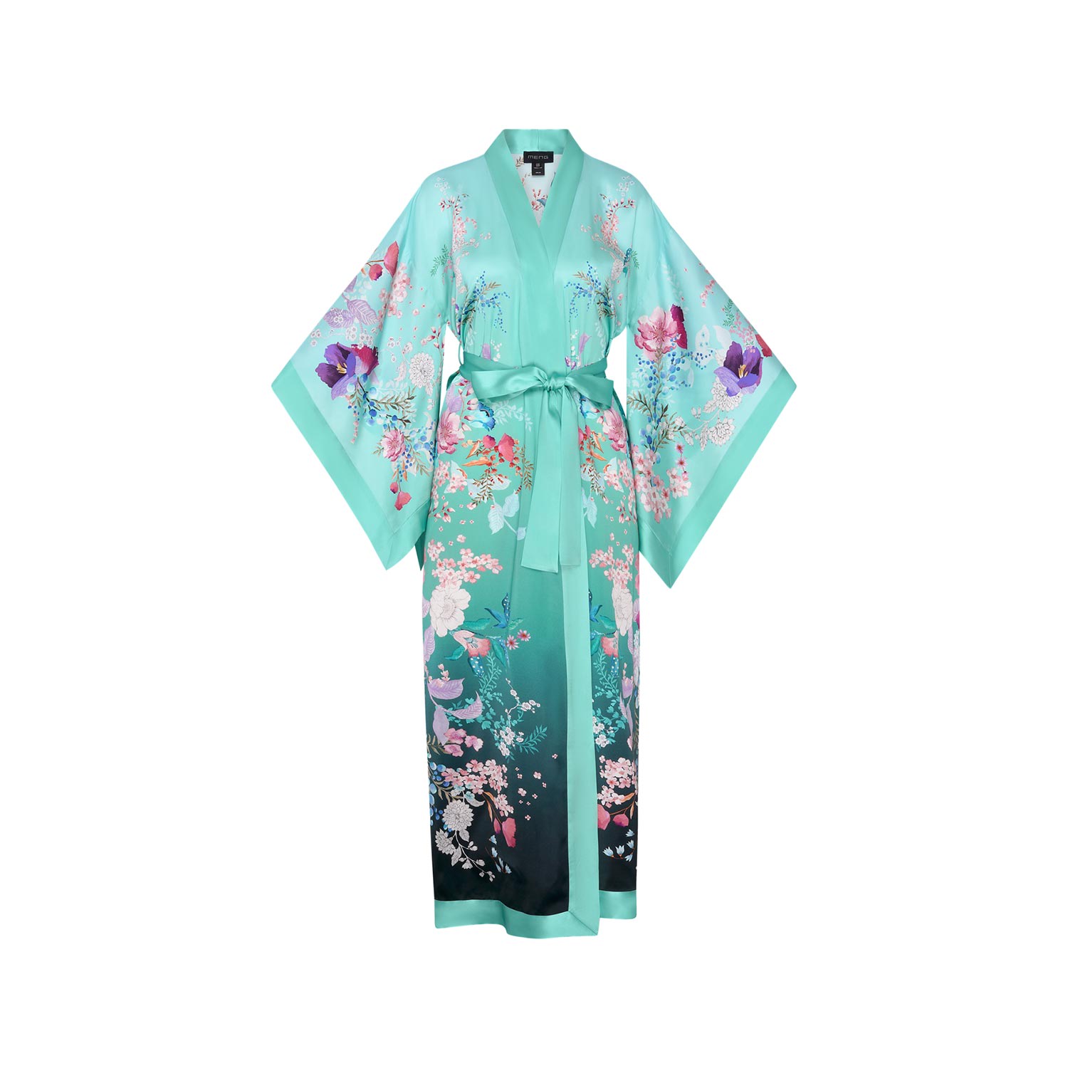 Meng Women's Green Ombre Silk Satin Kimono In Gray