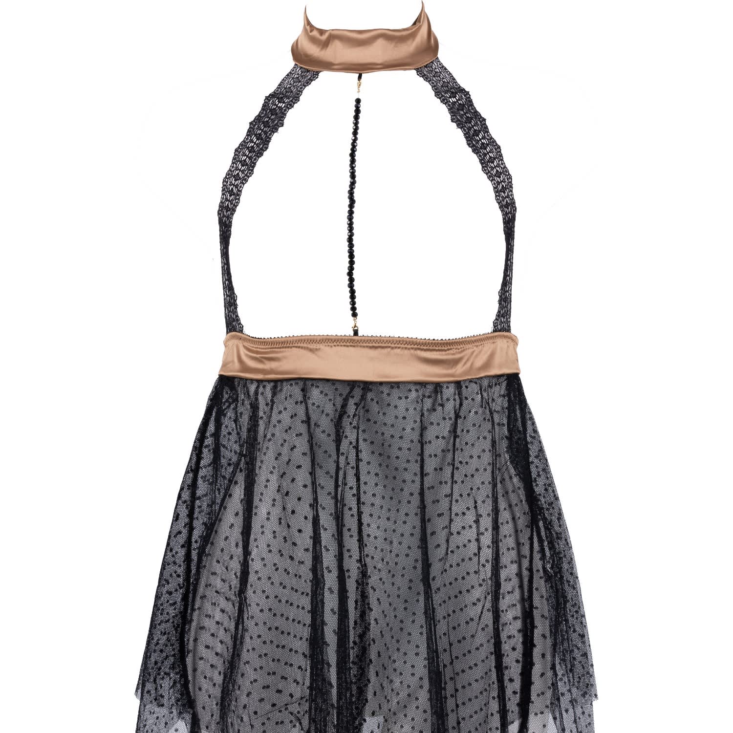 Les Jupons De Tess Women's Gold / Black Adriana Golden Black Open Front Babydoll In Multi