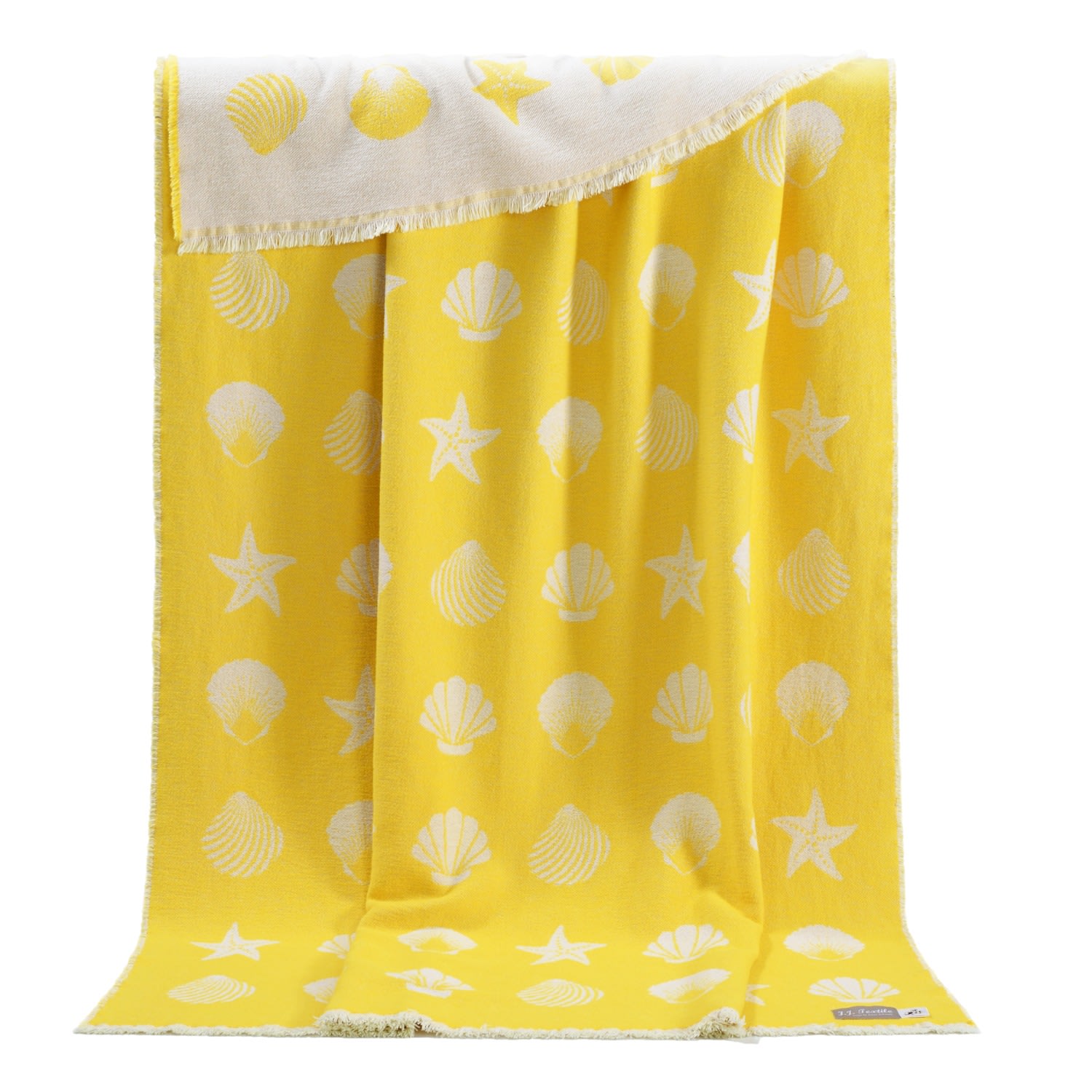 J.j.textile Yellow Seashells Pure Cotton Throw In Yellow