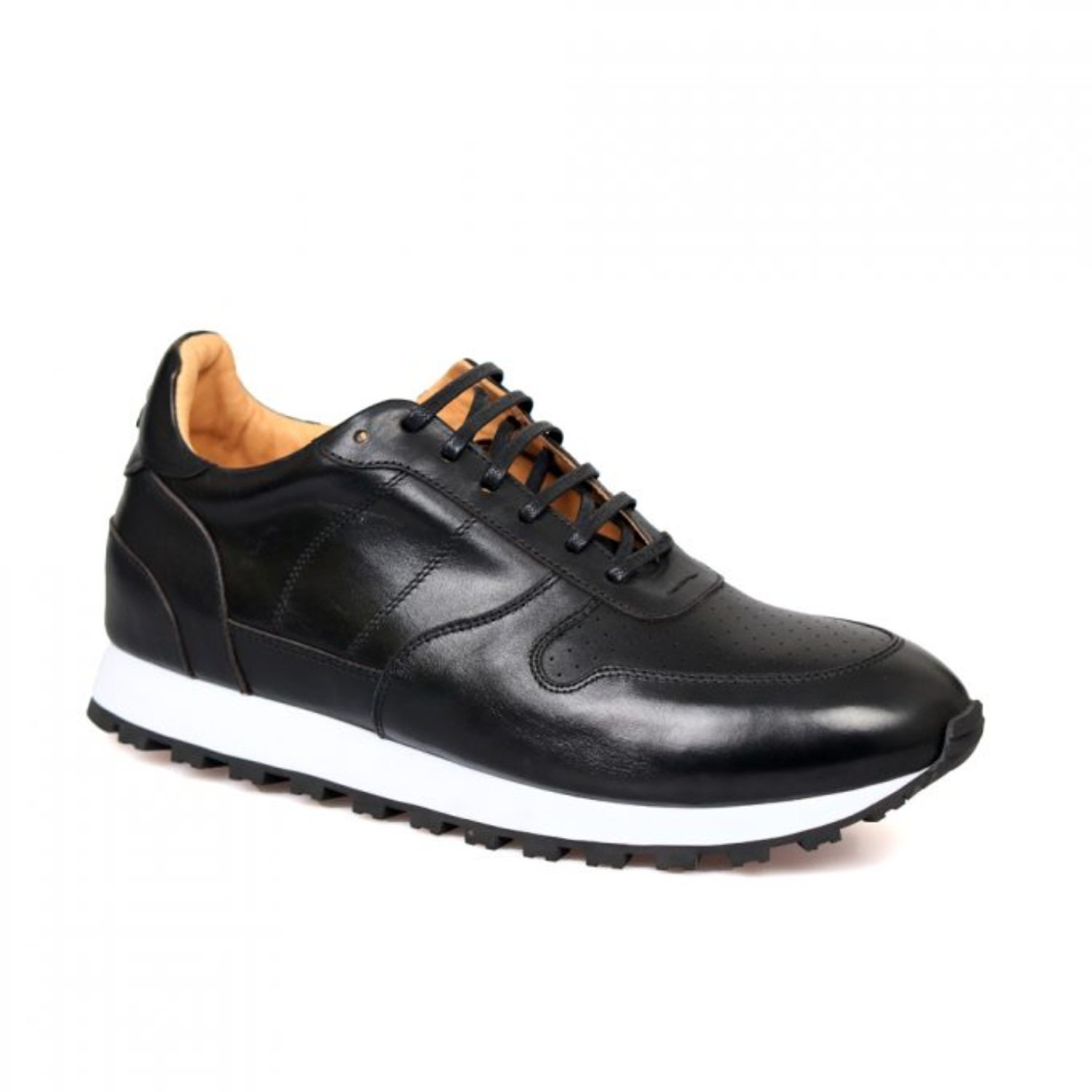 David Wej Men's Leather Smart Sneakers – Black In Black