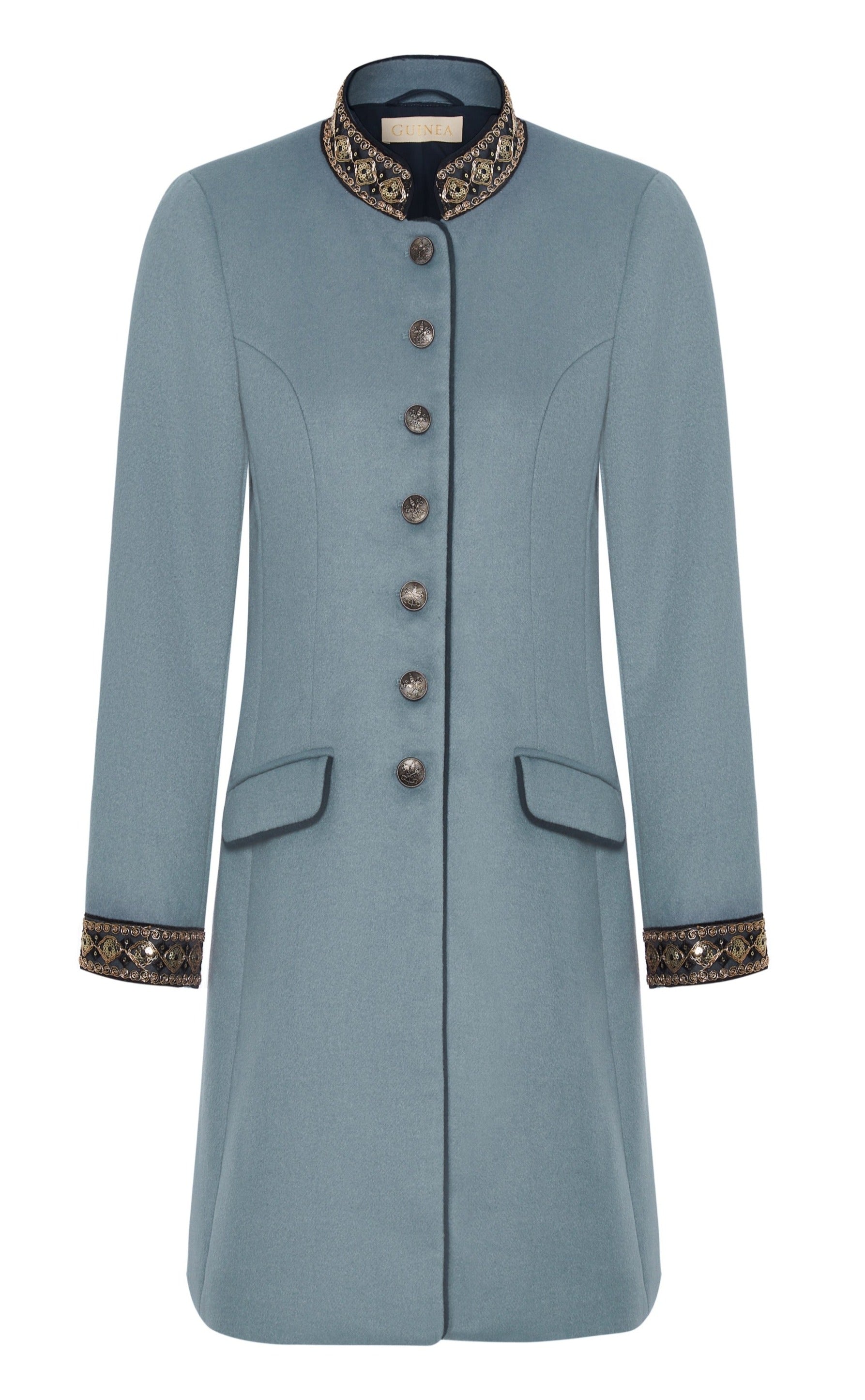 Women’s Gold / Blue Wool Coat - Pale Blue Extra Large Guinea