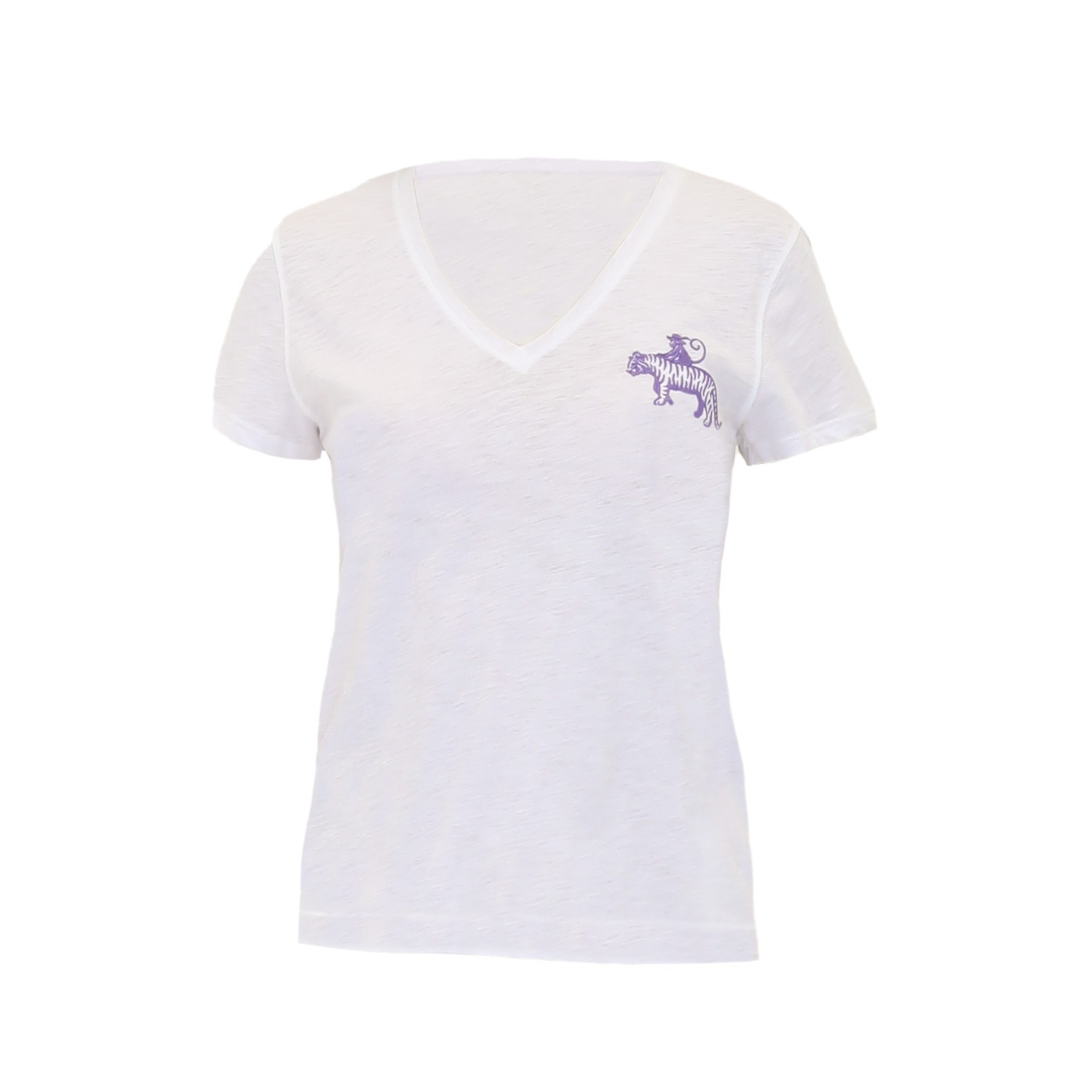 Tiger And The Monkey Women's Pink / Purple / White  Signature Purple Logo Cotton Slub V Neck Tee Shir