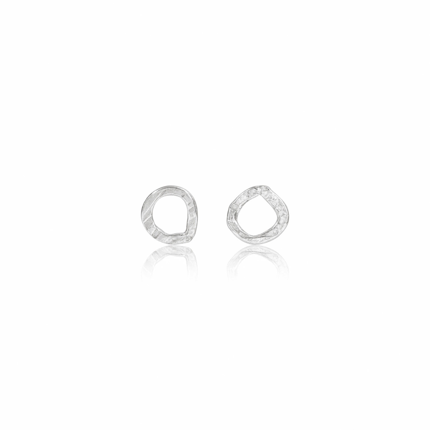 Lily Flo Jewellery Women's Silver Karma Fine White Gold Circle Stud Earrings