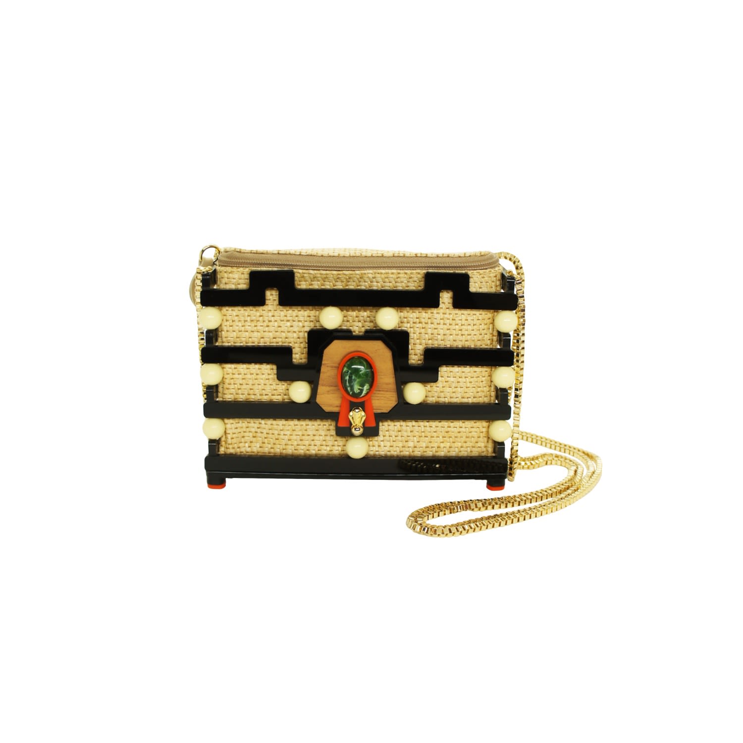 Gissa Bicalho Women's Neutrals / Black Acrylic Handmade Bag Clutch Marajo Black In Black