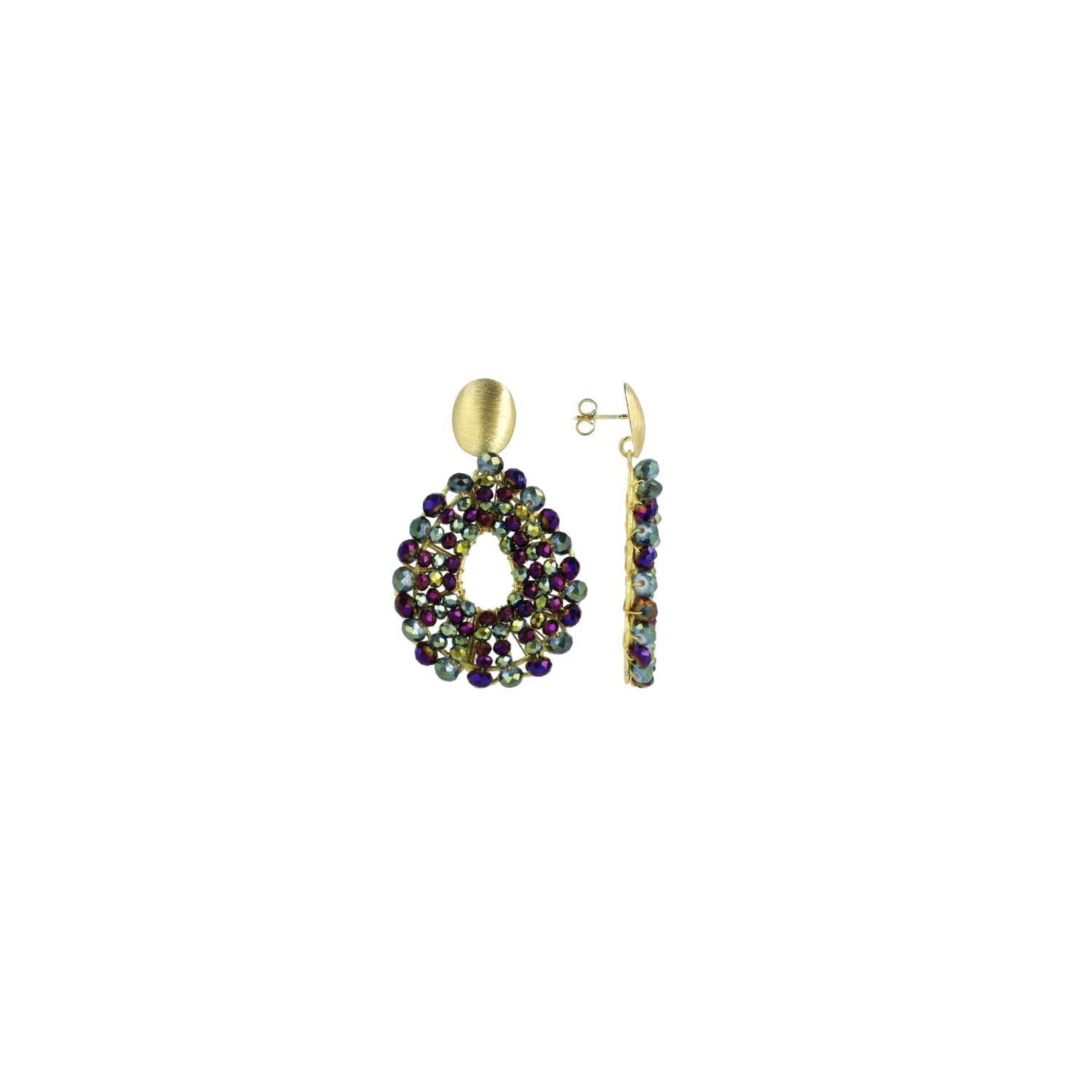 Lott. Gioielli Women's Pink / Purple / Gold Metallic Green Purple Earrings Babs Open Drop S