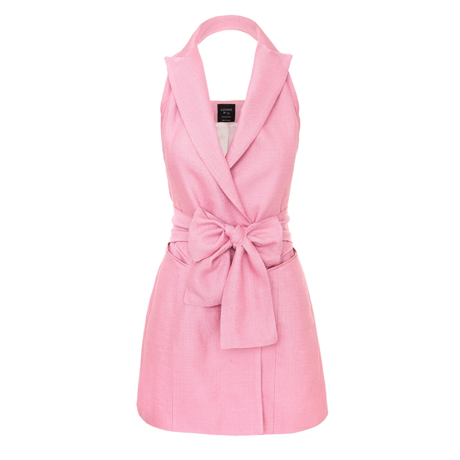 Women’s Pink / Purple Metallized Linen Backless Lapel Dress With Bow - Pink & Purple Xxs Avenue no.29