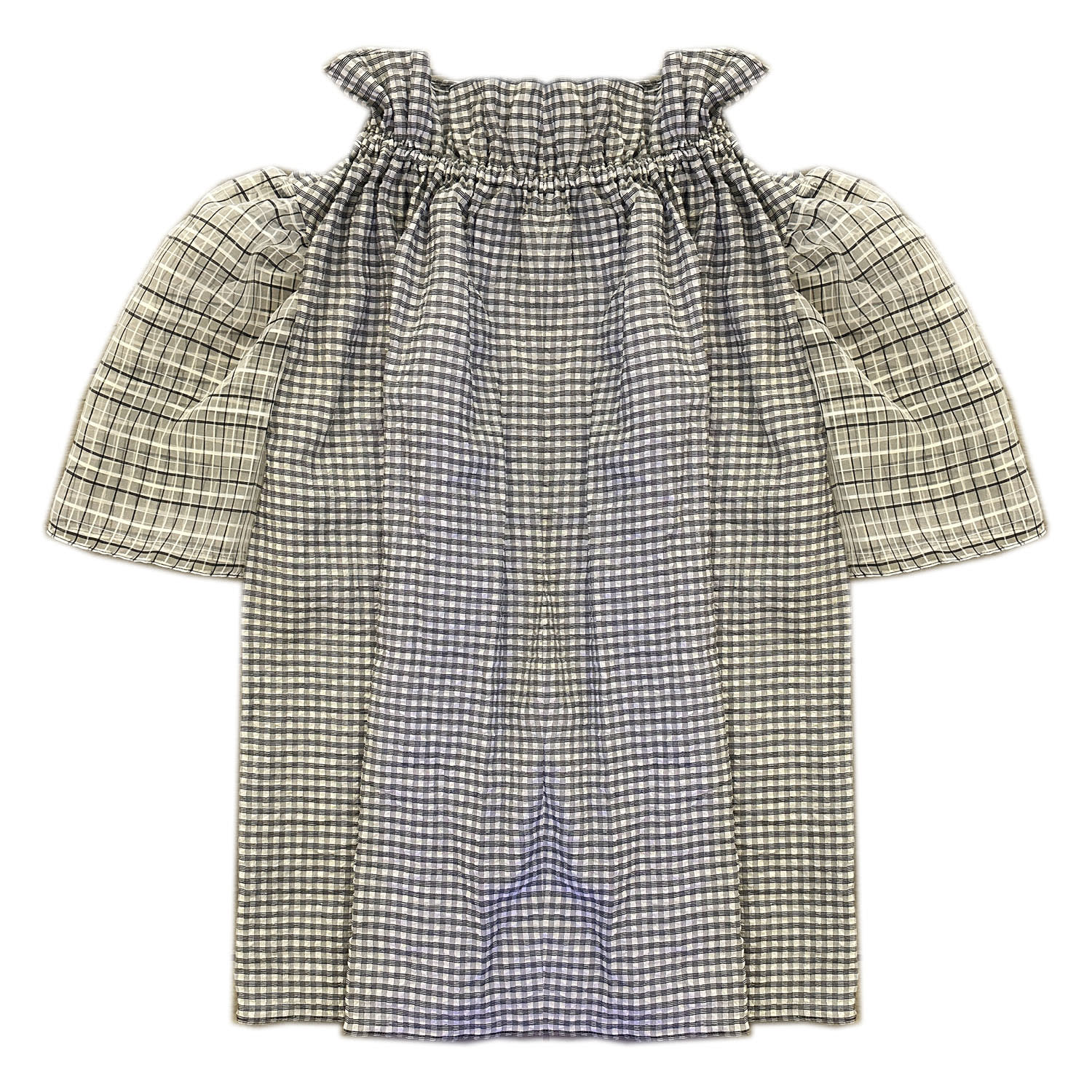 Parron Allen Women's Black / White Plaid Mixed Media Lotus Top In Multi