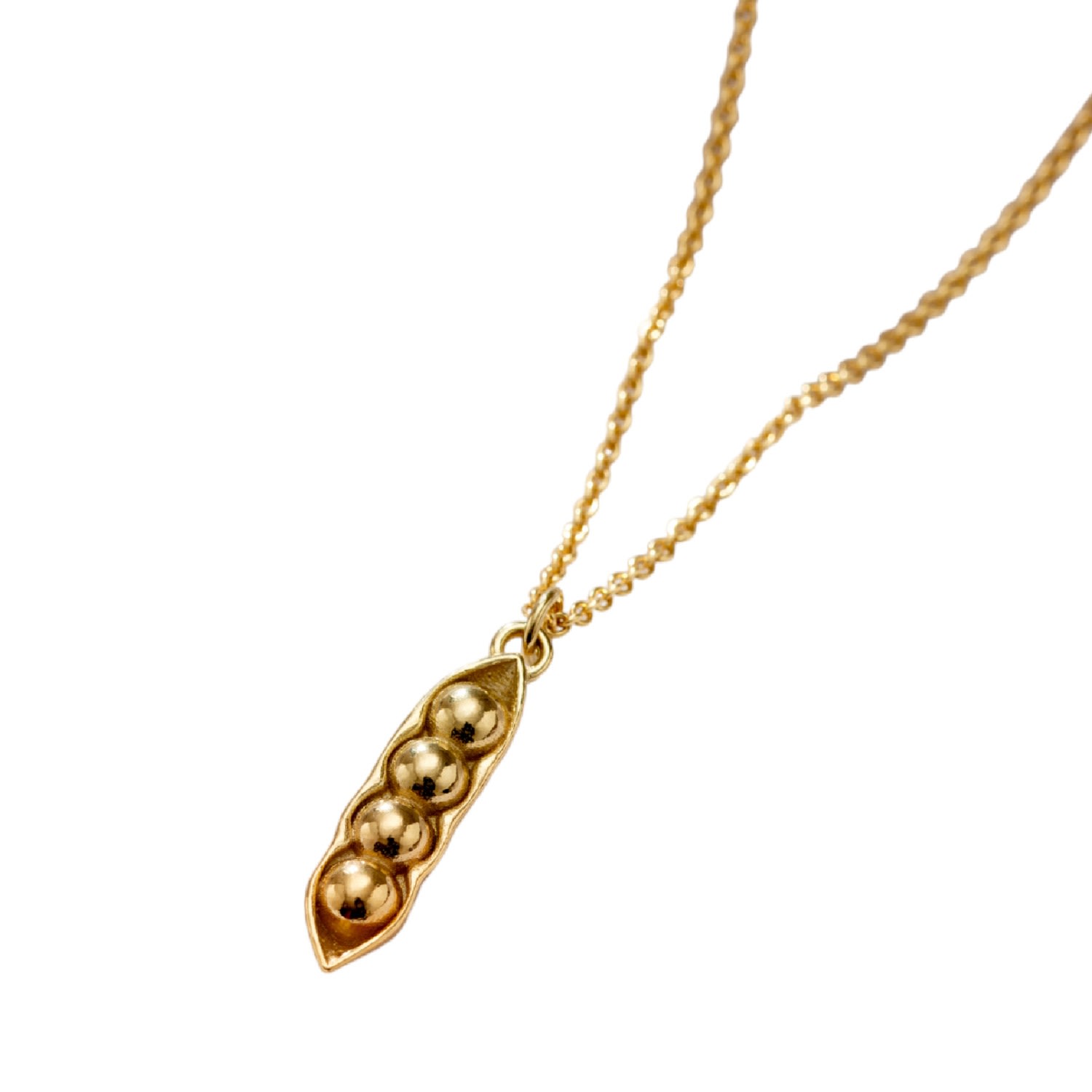 Women’s Yellow Gold Plated Pea Pod Charm Necklace Posh Totty Designs