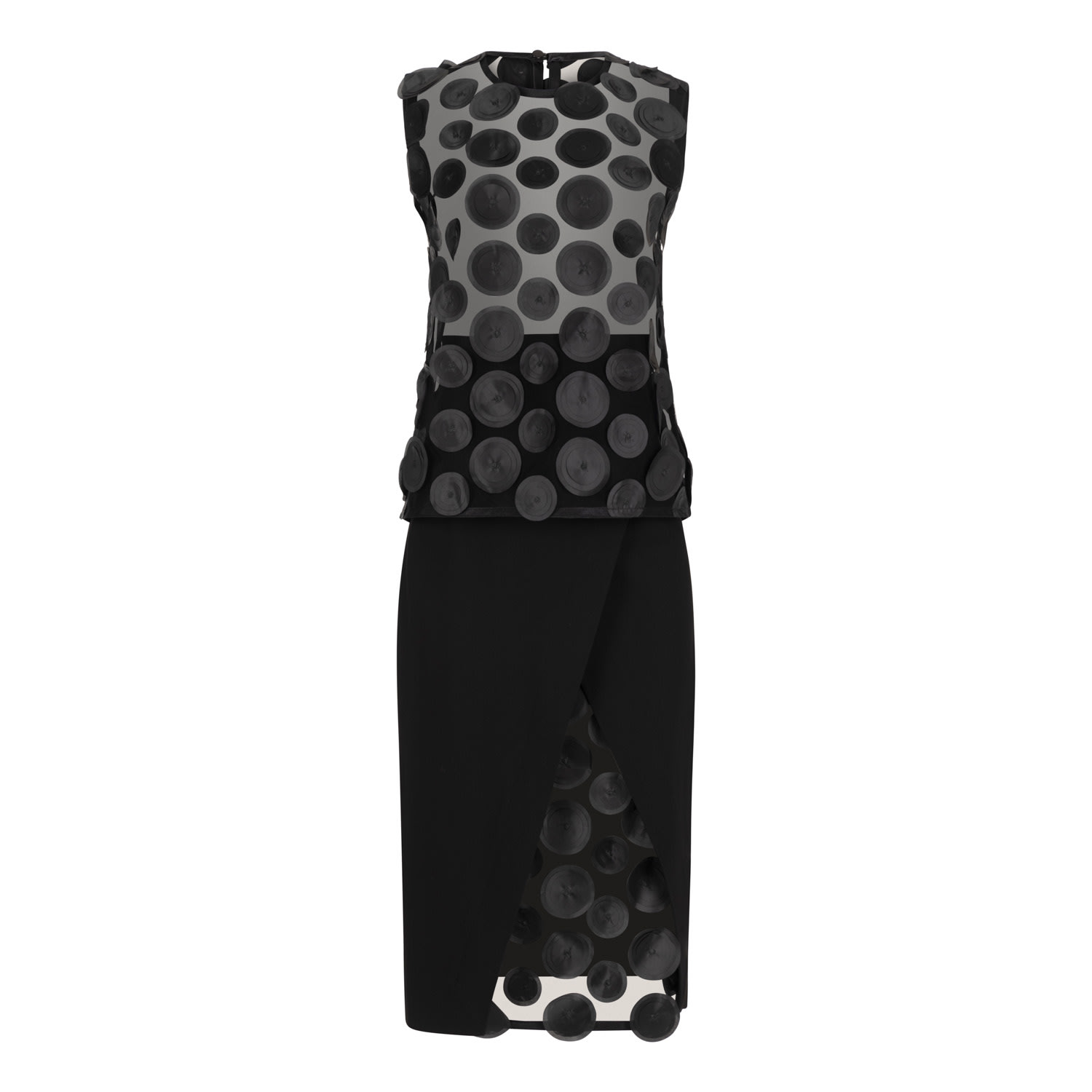 Clothes By Locker Room Black Appliqué-detailed Mesh Top & Pencil Skirt Co-ord Set In Black
