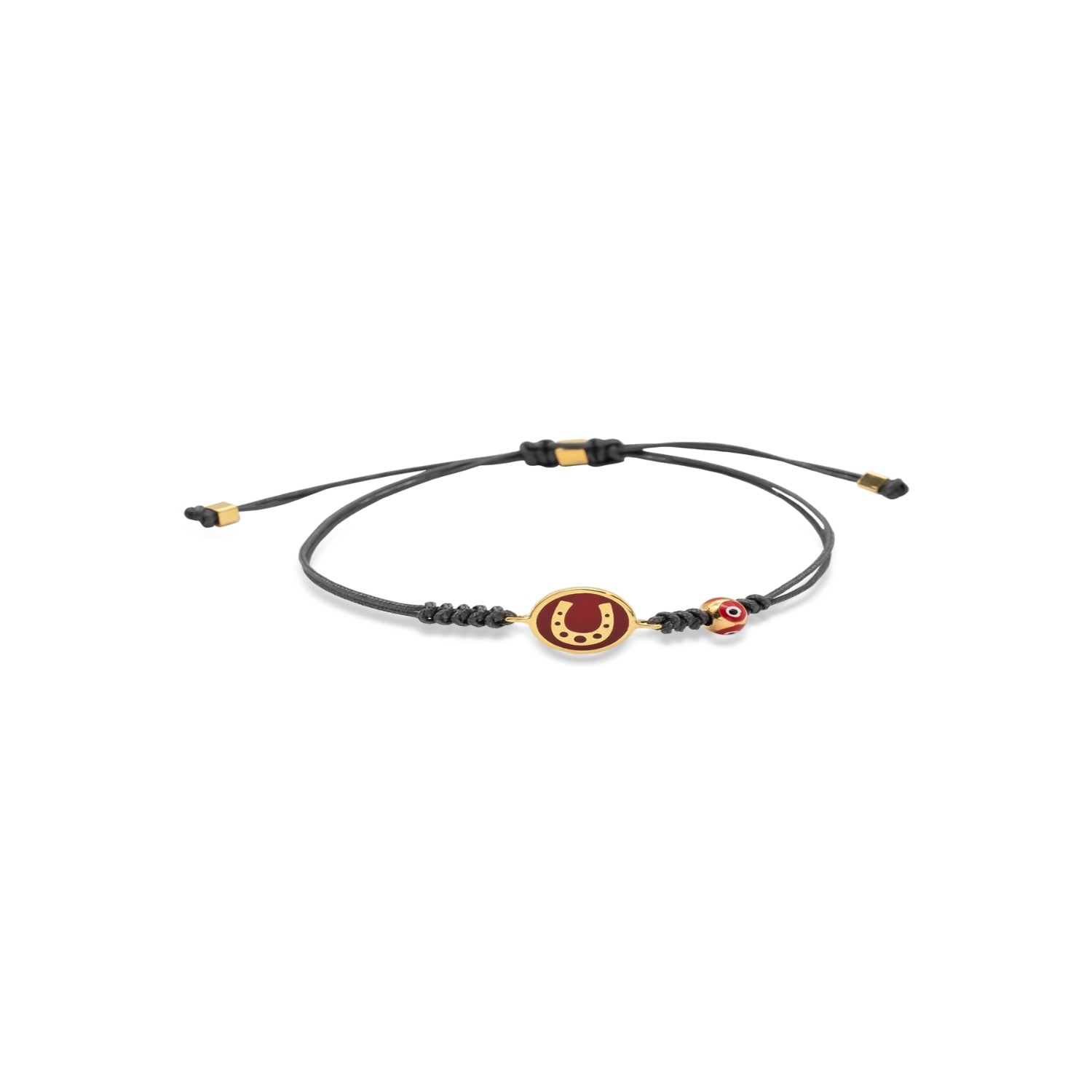 Atelier Petites Pierres Women's Red / Gold / Black Red Horseshoe - Luck Bracelet In Black