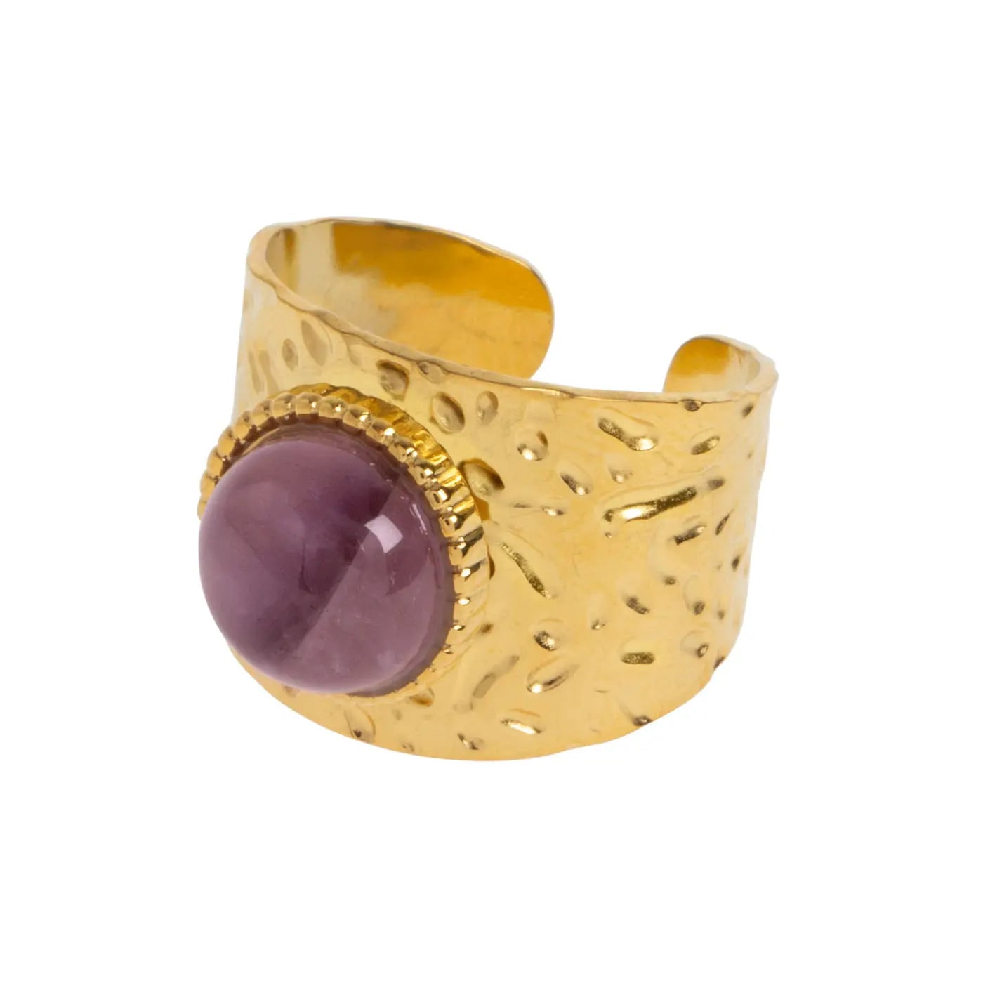 Timi Of Sweden Women's Gold Eshma - Vintage Stone Ring Stainless Steel