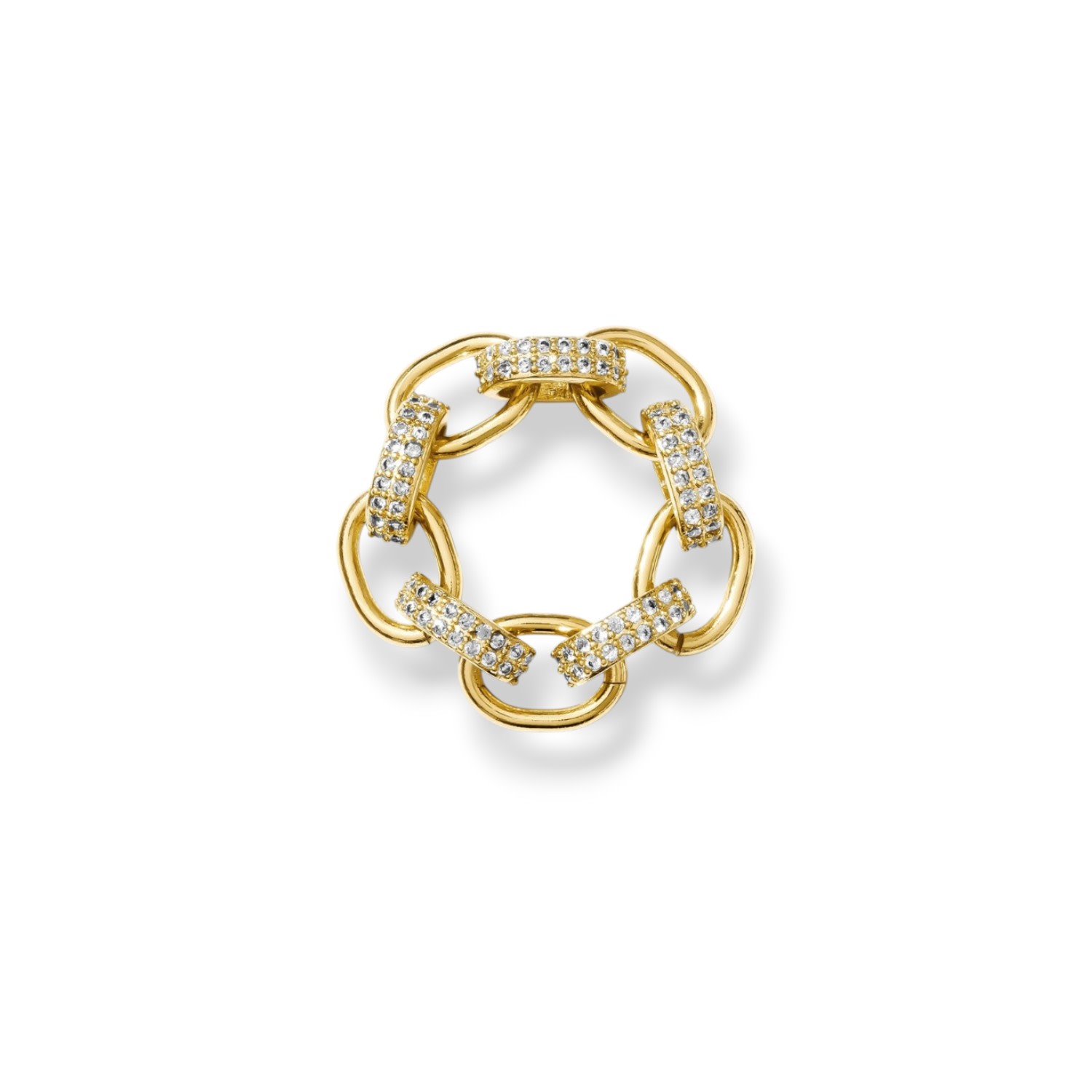 Alexie Of Athens Women's Gold Eleni Pave Chunky Chain Ring