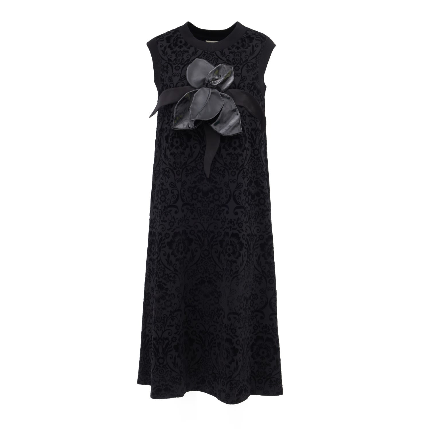 Julia Allert Women's Midi Velvet Sleeveless Dress With Decor Black