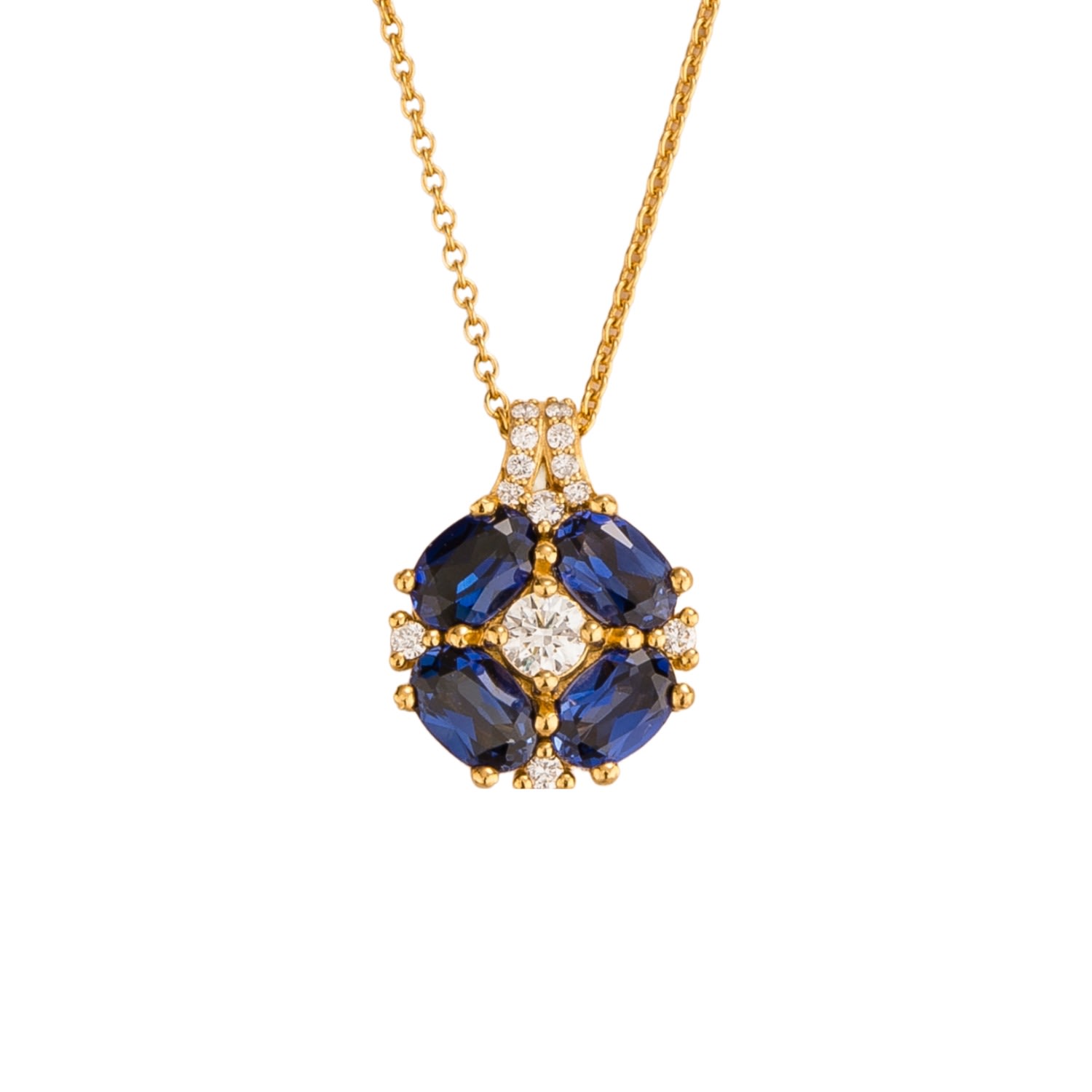 Juvetti Women's White / Silver / Blue Pristi Gold Necklace With Diamond & Blue Sapphire In Multi