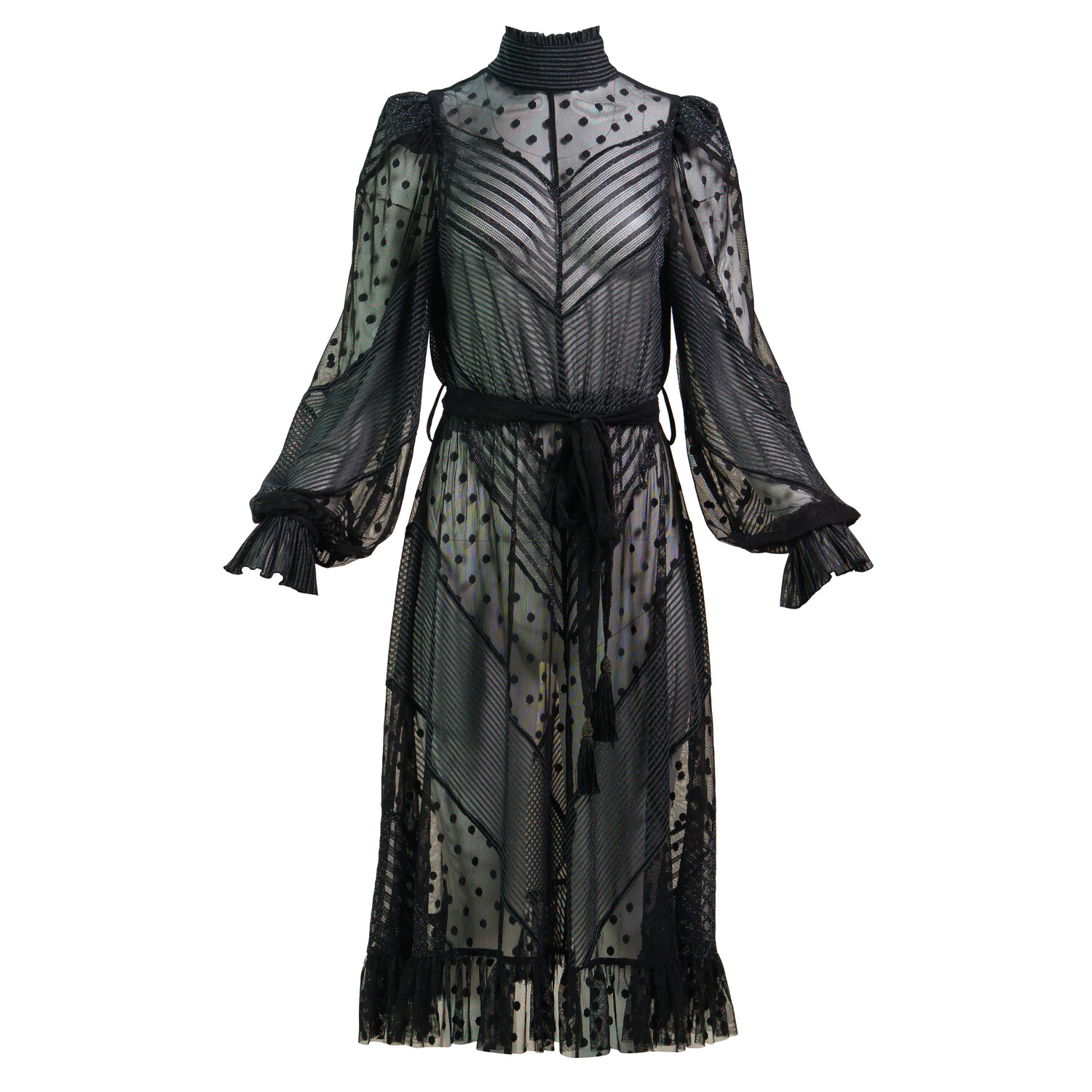 Kristinit Women's Black Sheer Chevron Swan Dress In Black