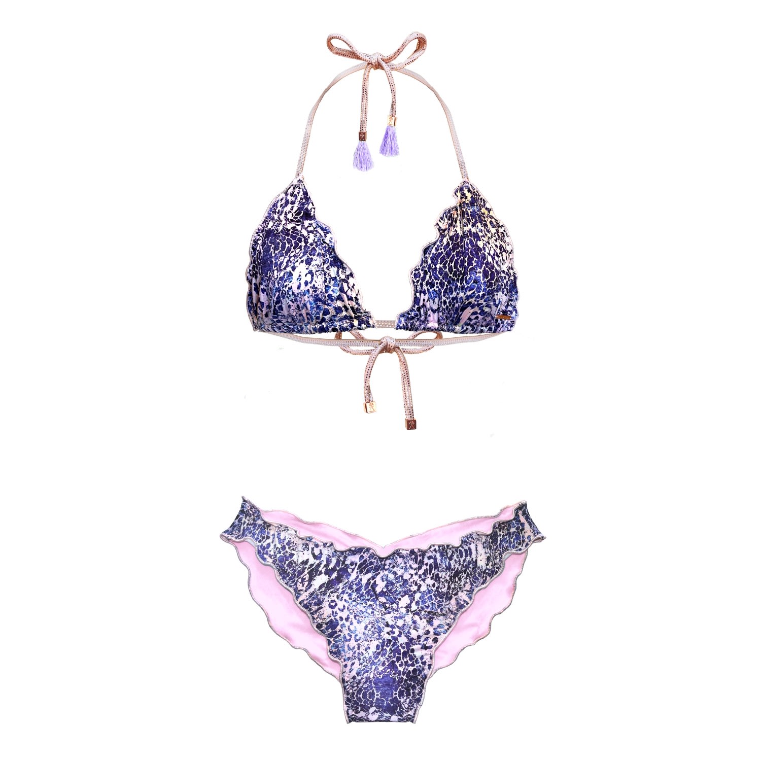 Women’s Pink / Purple / Rose Gold Lilac Rose Animal Print Recycled Bikini Gio Verena Small Elin Ritter Ibiza