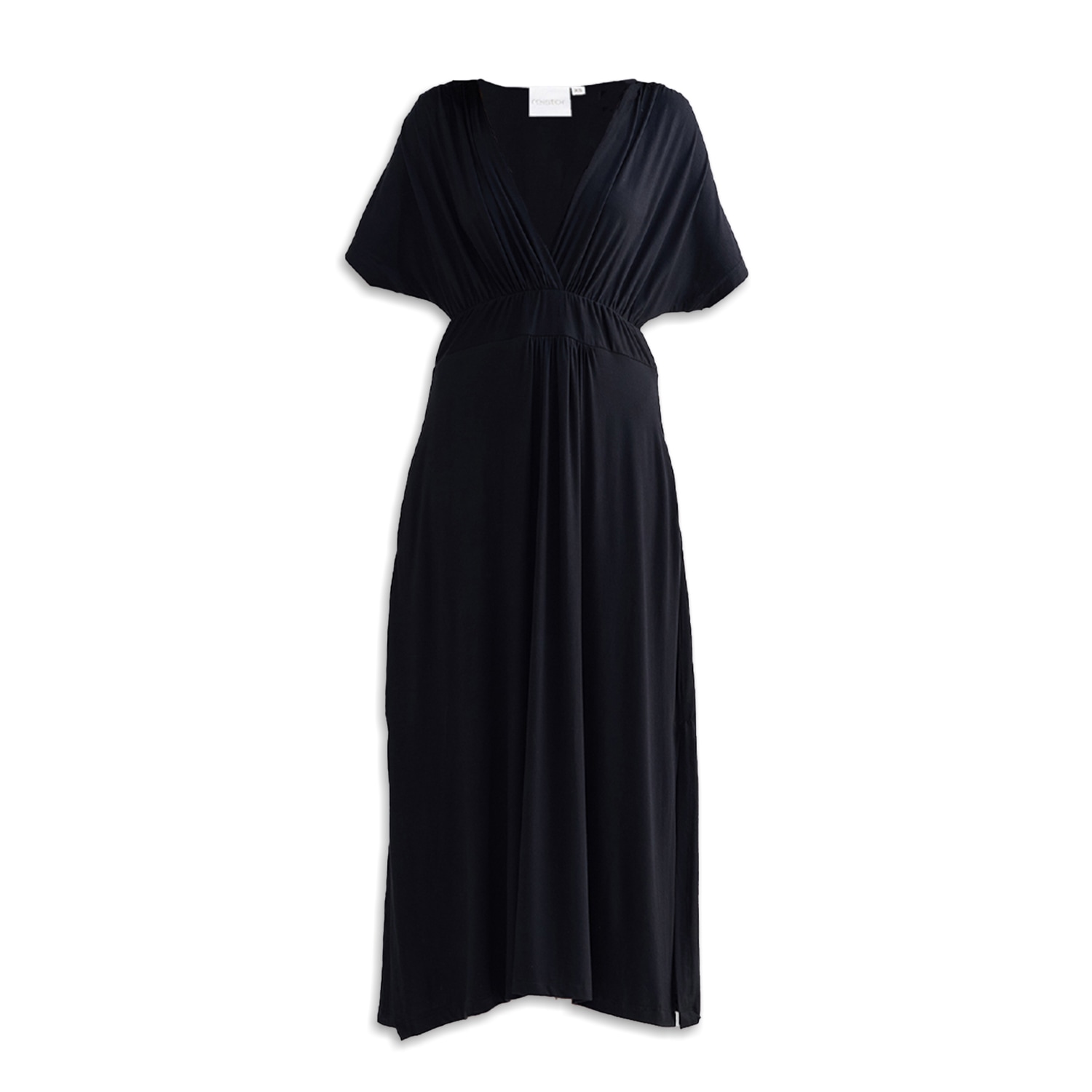 Reistor Women's Flowy A-line Maxi Dress With Side Slits In Black In Black