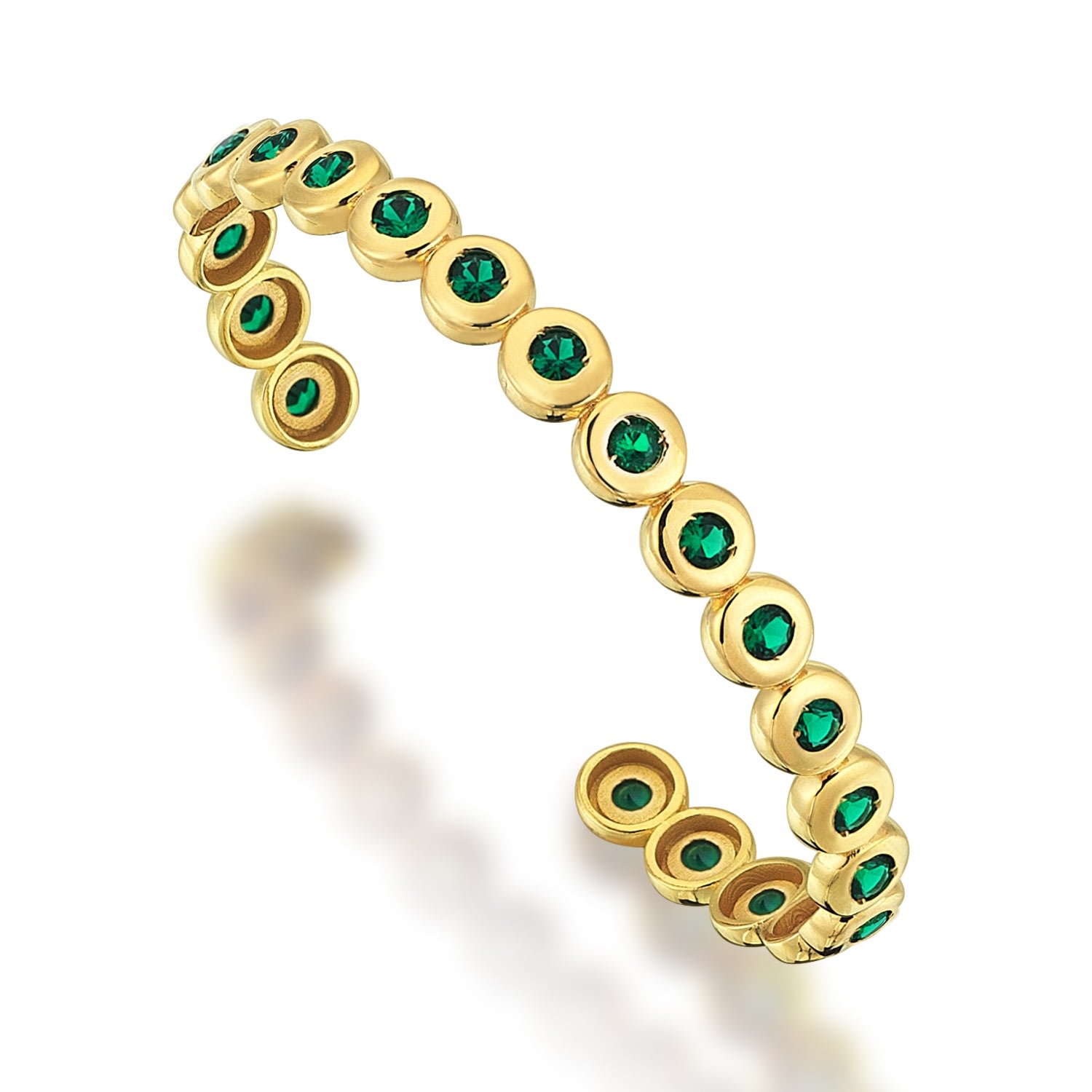 Women’s Hare Tennis Cuff Bracelet In Sterling Silver With Gold Plated Green Odda75