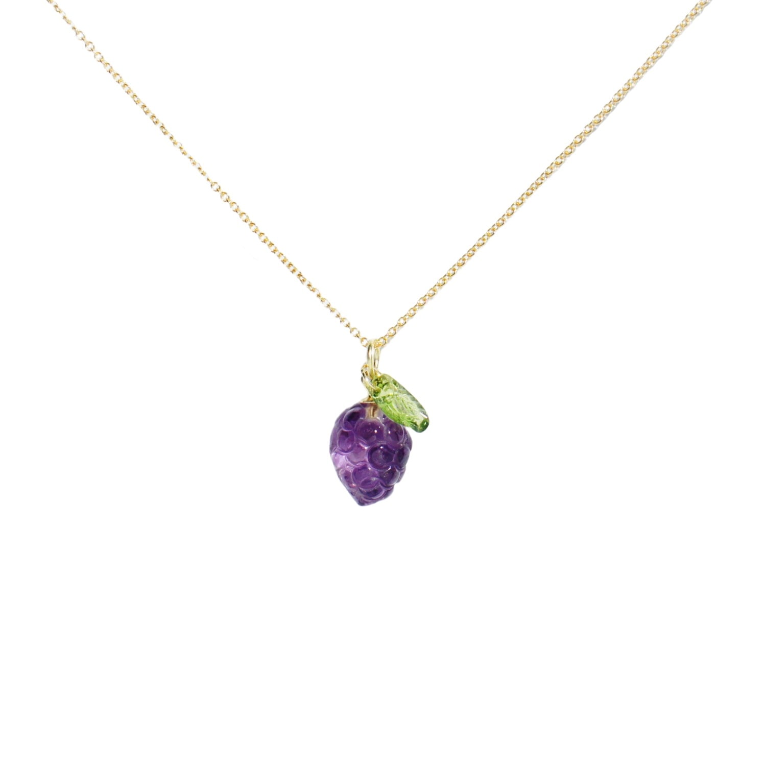 I'mmany London Women's Pink / Purple Organic Gemstone Fruit Pendant Necklace, Amethyst Grapes