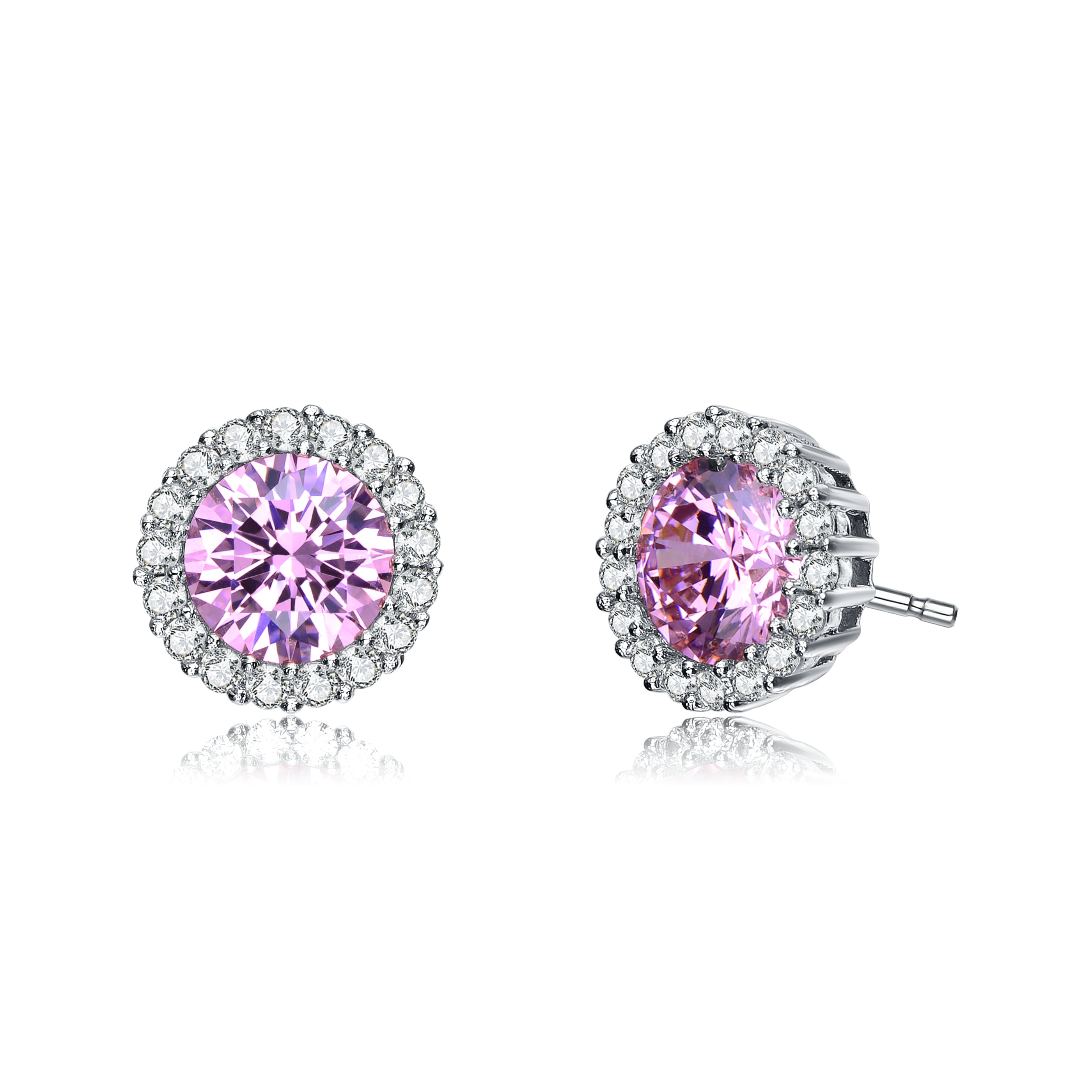 Women’s Pink / Purple / White Renée Lumiére Pink Stud Earrings Genevive Jewelry