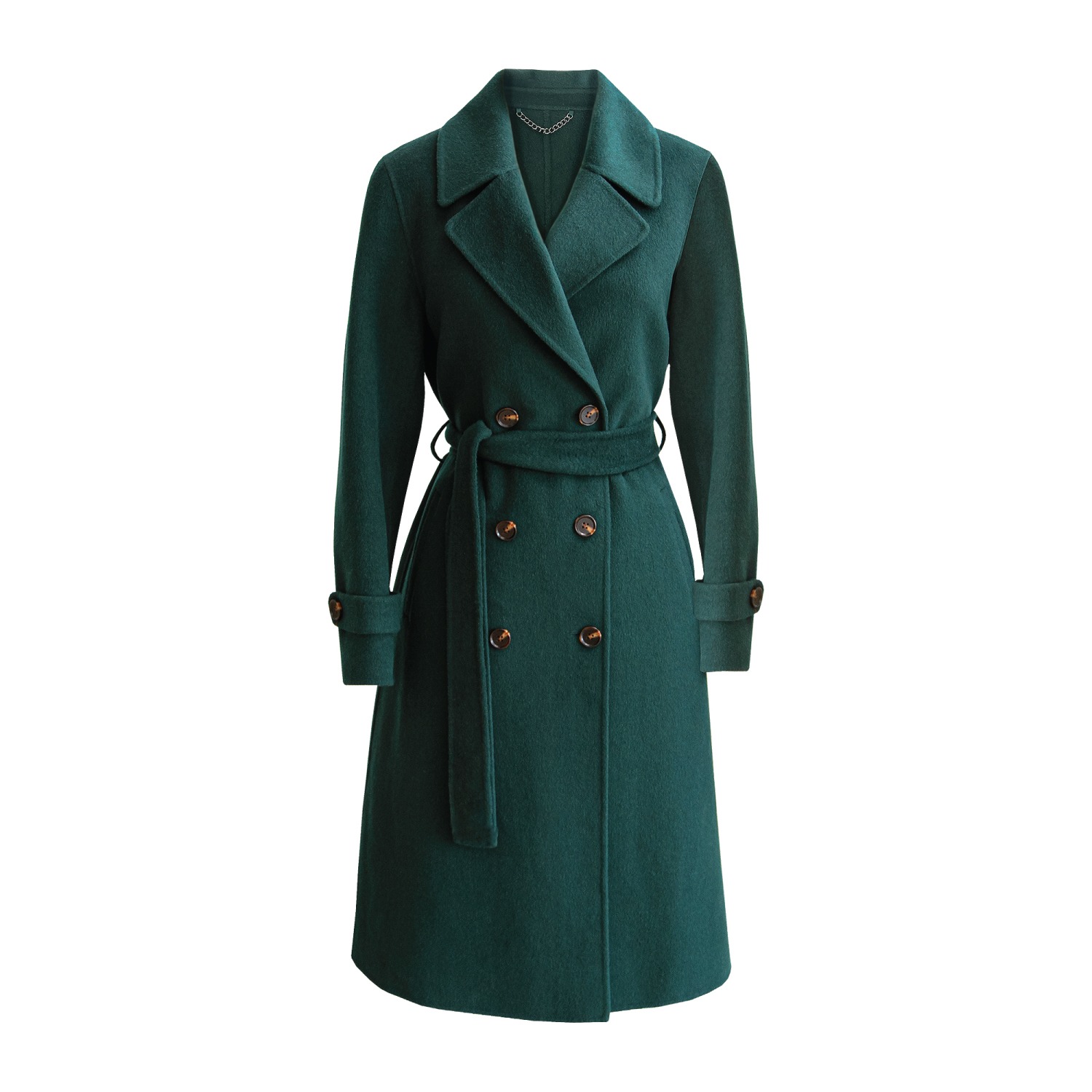 Blair Boucle Single Breasted Belt Coat Green