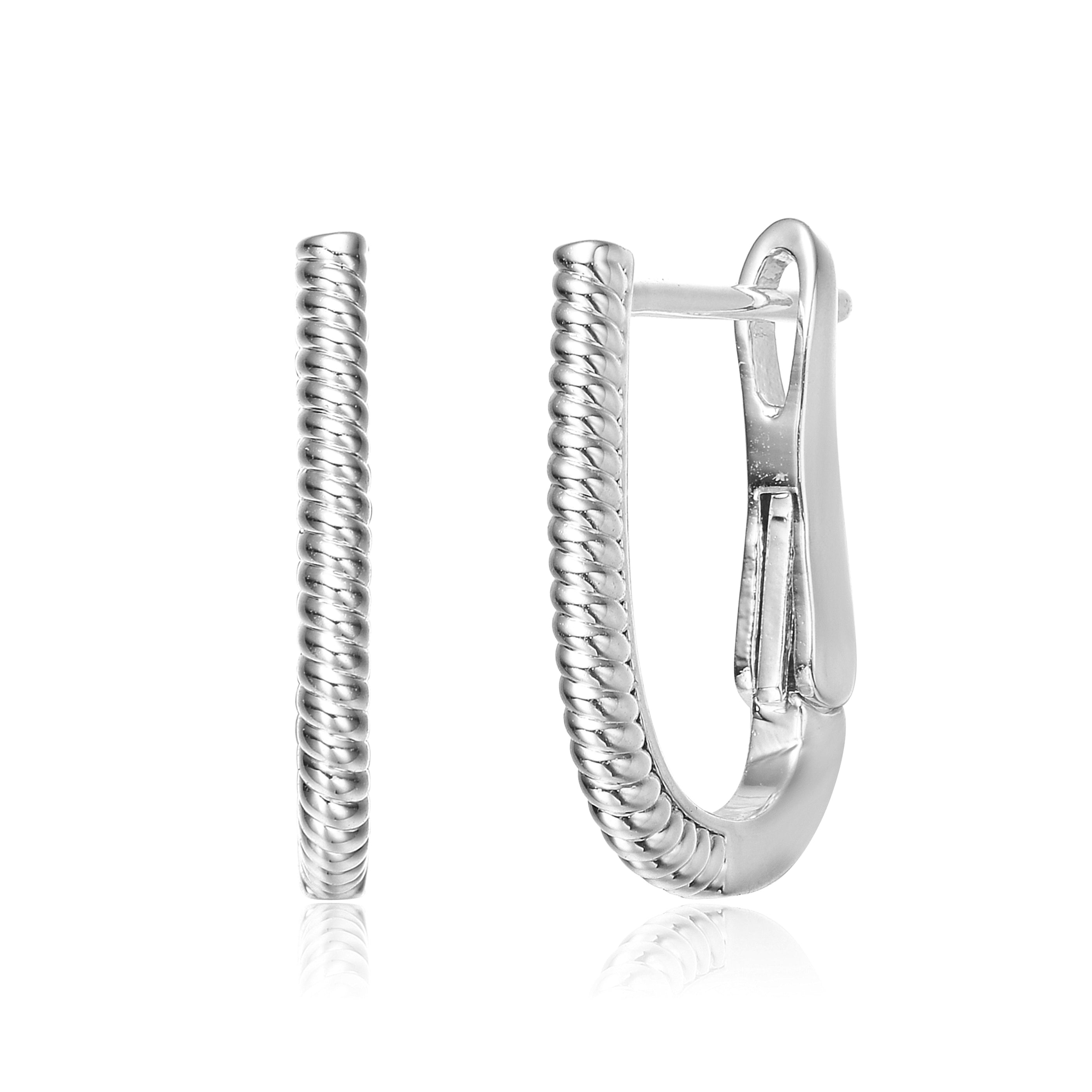 Genevive Jewelry Women's Rachel Glauber White Gold Plated U Small Hoop Earrings In White